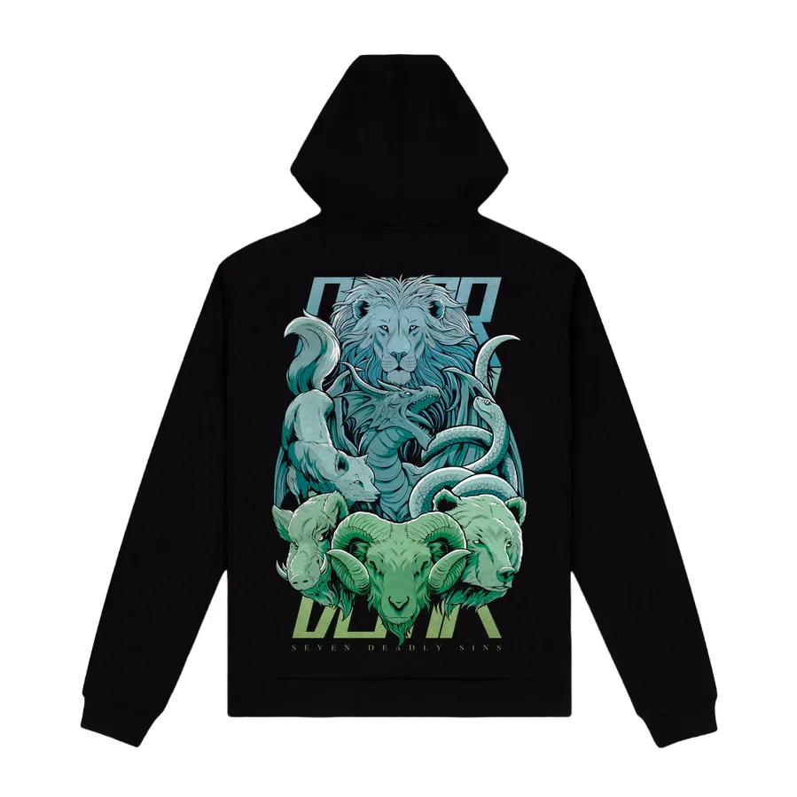 Dolly Noire felpa nera con cappuccio 7 peccati capitali sw508-gq-01 nero
