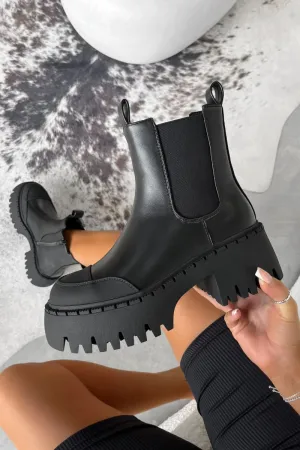 DOMINATE Chunky Chelsea Ankle Boots - Black PU