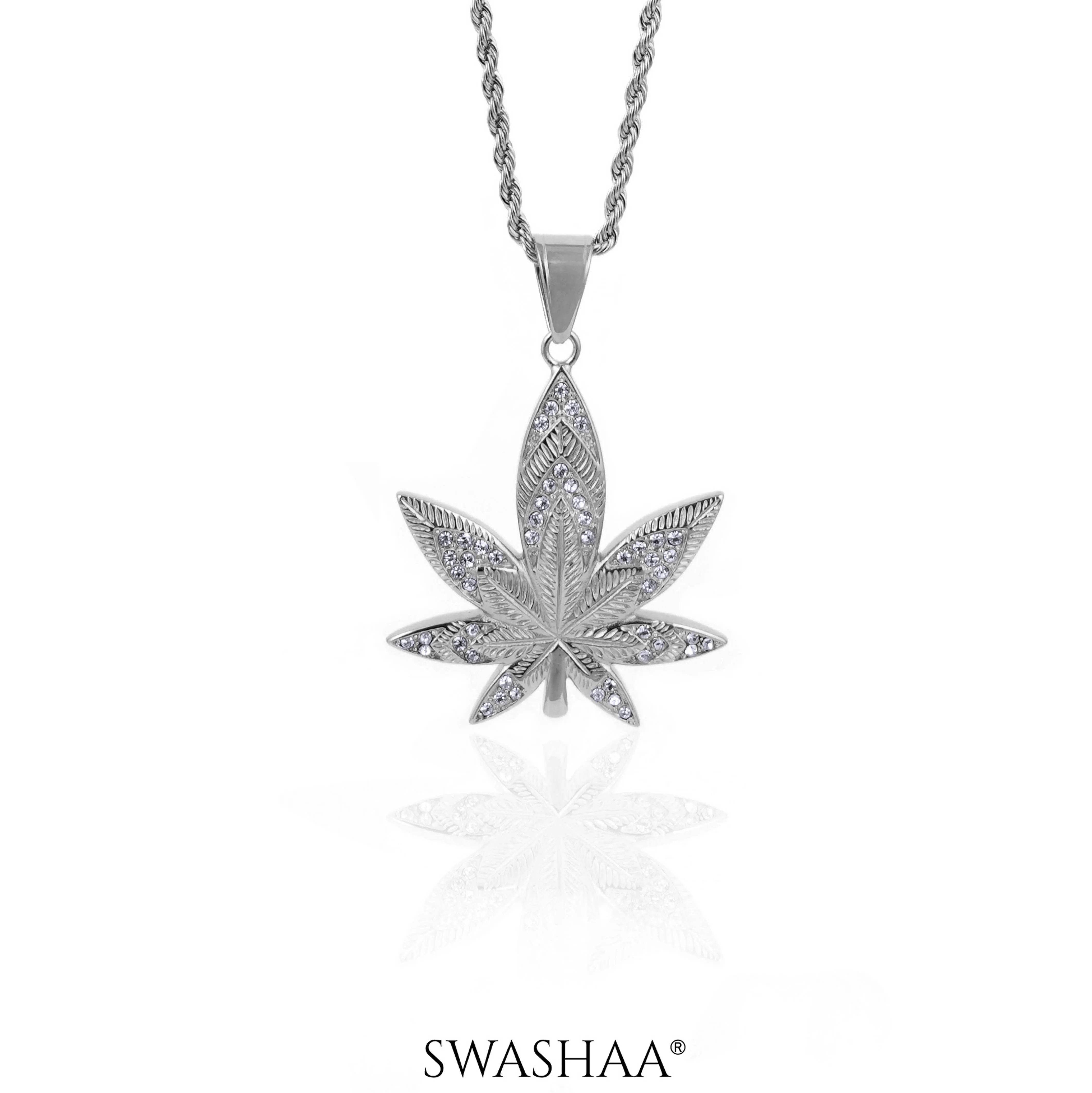 Dope Leaf Silver Men's Chain Pendant