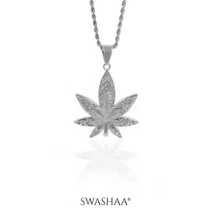 Dope Leaf Silver Men's Chain Pendant
