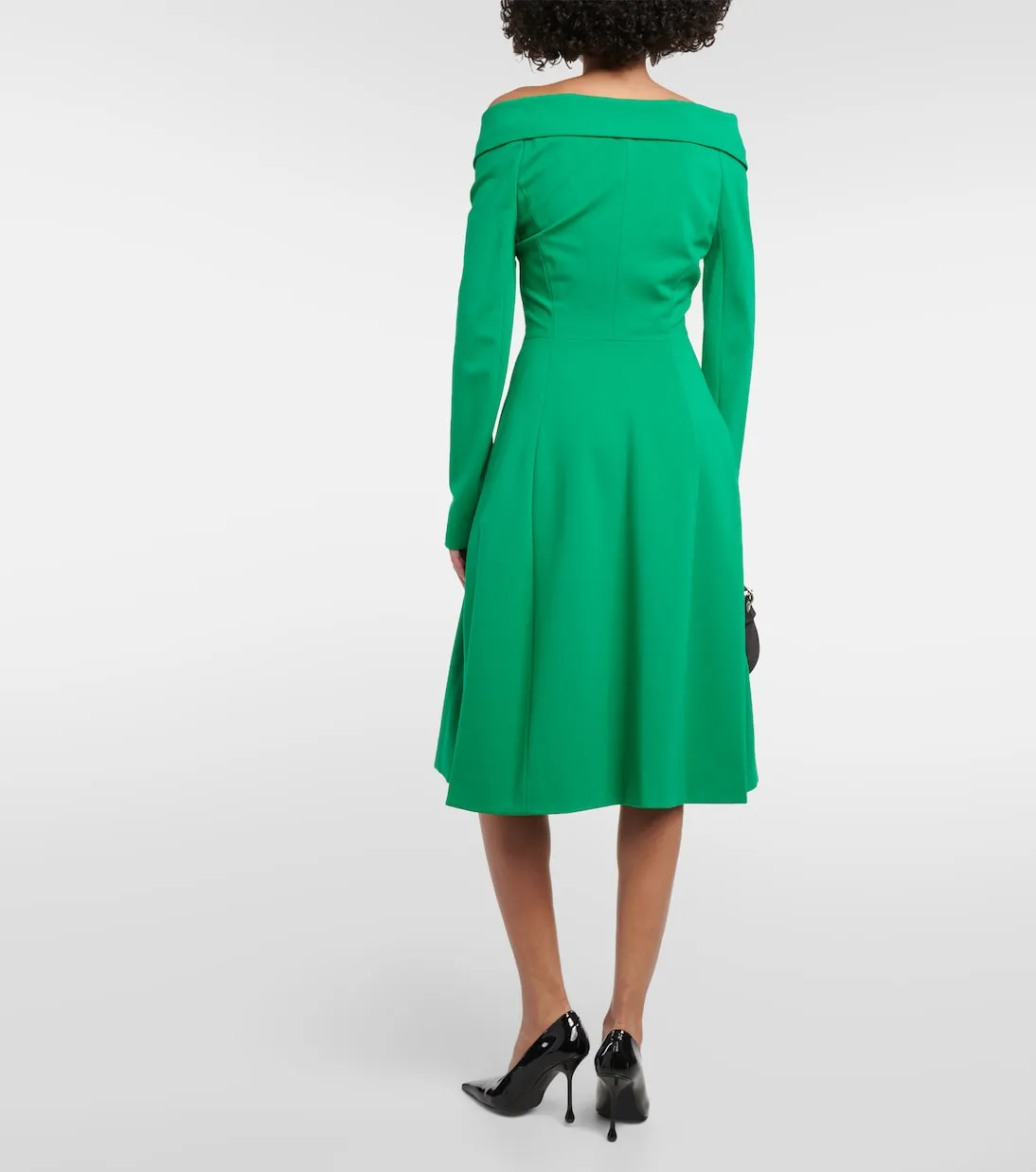 Dorothee Schumacher Off Shoulder Midi Dress, Green