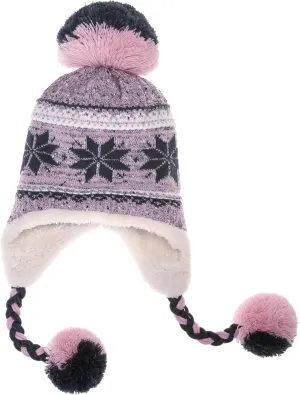 Dosoni Winter Hats for Women Knit Beanie Soft Warm Fleece Lined Long Ear Straps Snow Ski Cap with Pompom