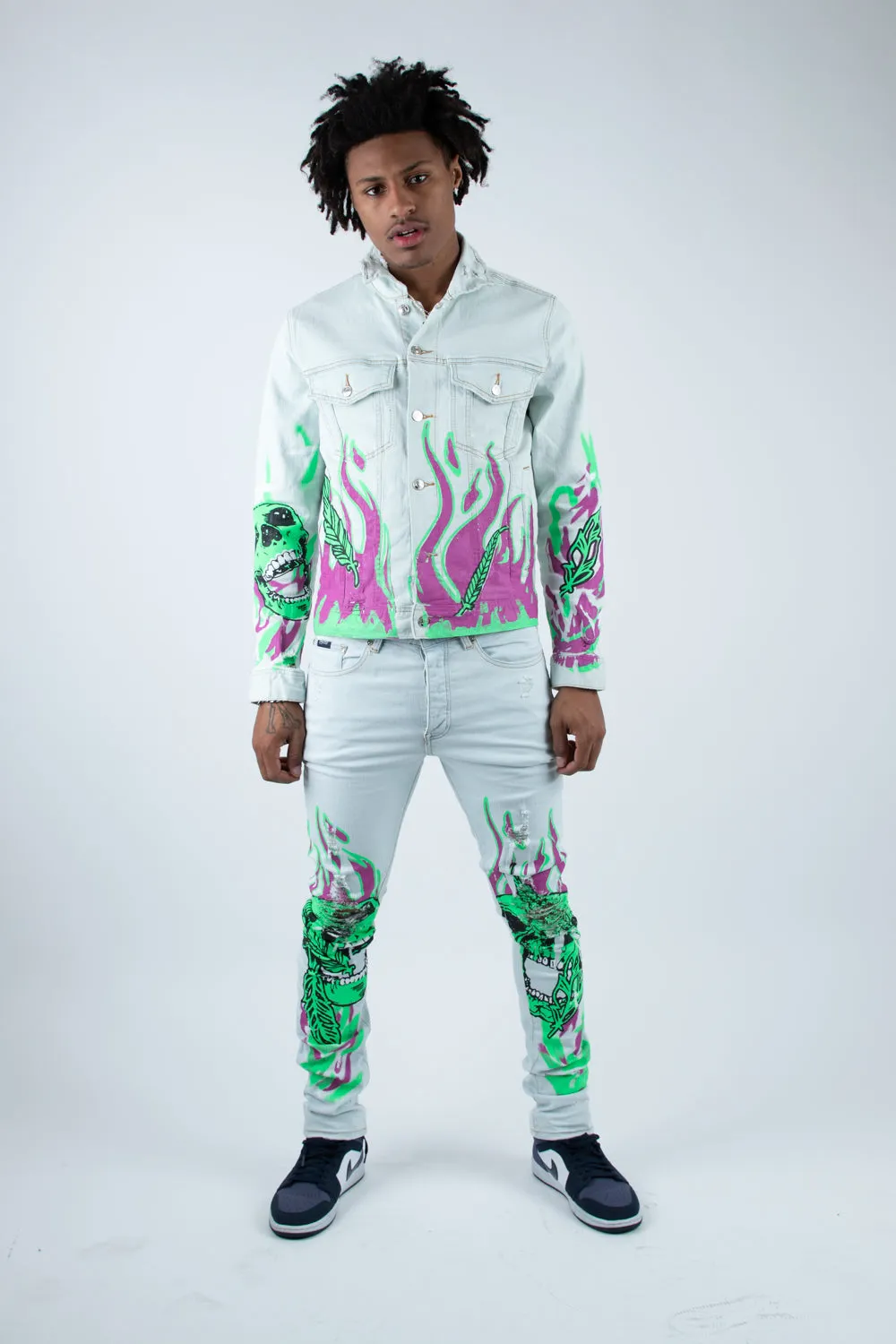 DRAKE PRINTED DENIM JACKET LIGHT