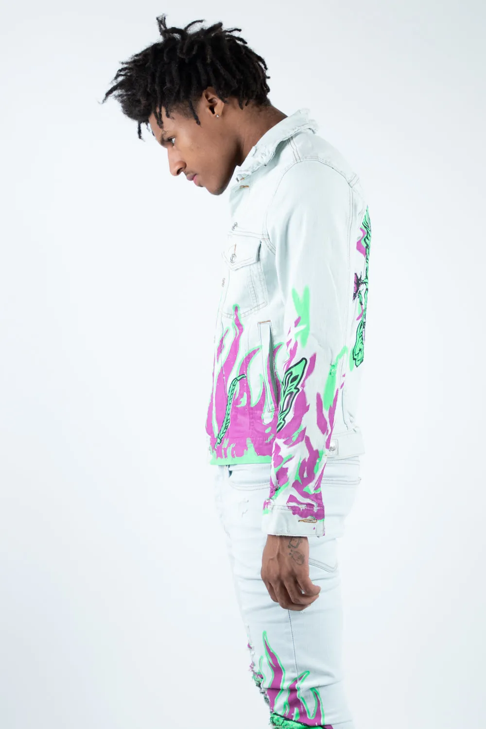 DRAKE PRINTED DENIM JACKET LIGHT