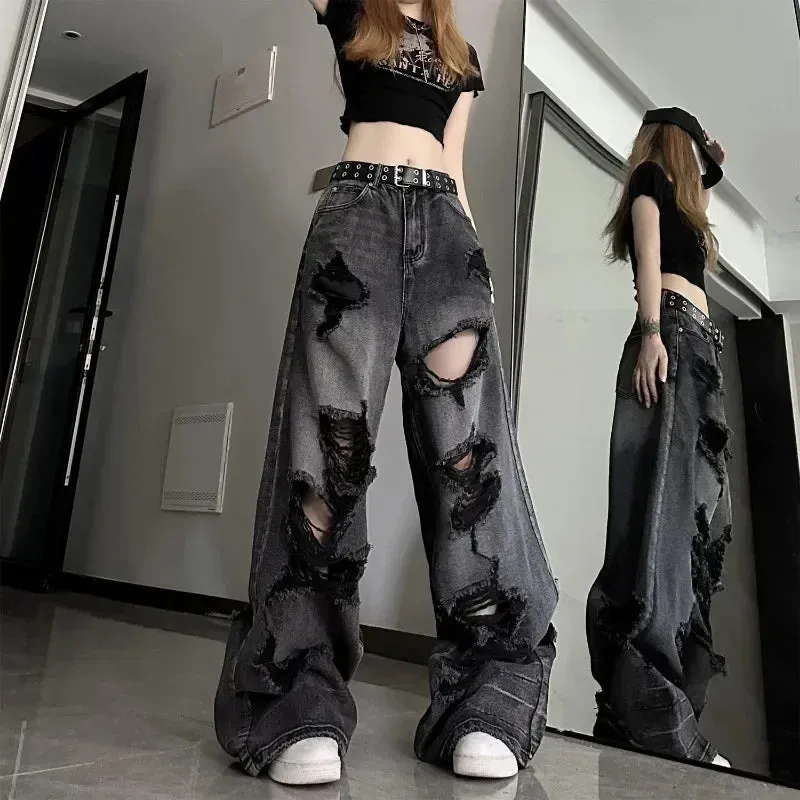DressBetty - 2024 Korean Streetwear Gyaru Kpop Hippie Baggy Denim Women's Jeans