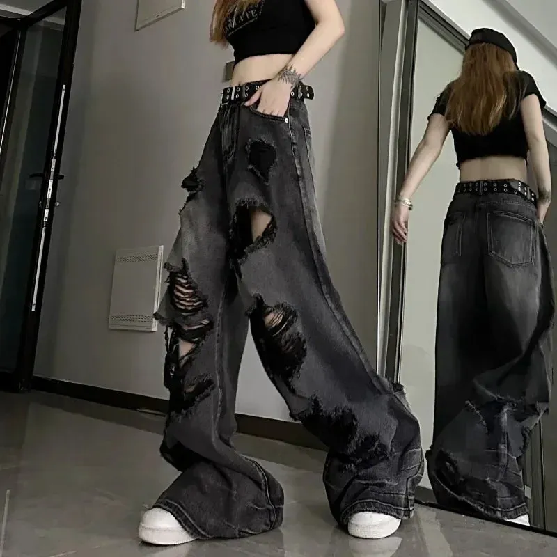 DressBetty - 2024 Korean Streetwear Gyaru Kpop Hippie Baggy Denim Women's Jeans
