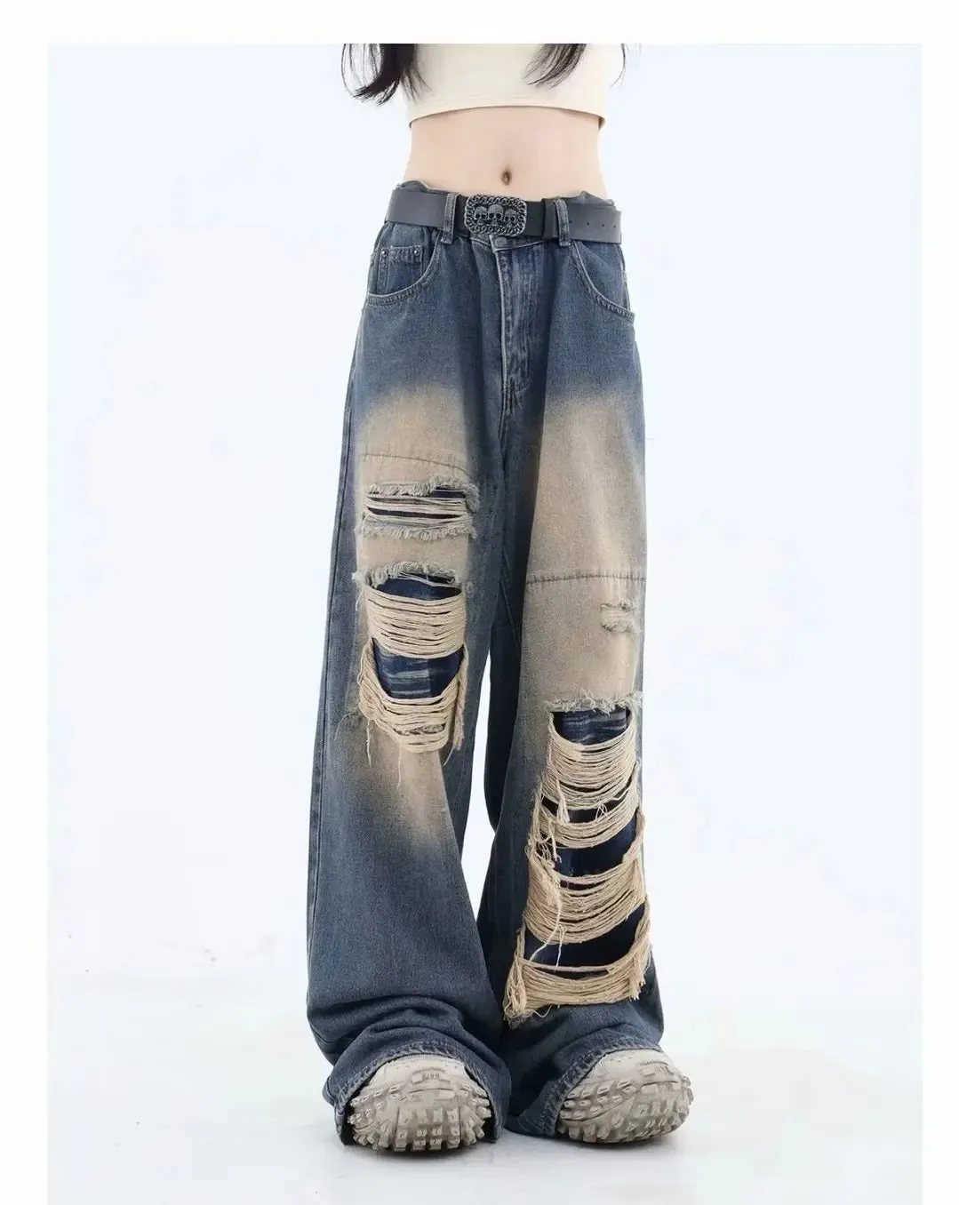 DressBetty - 2024 Korean Streetwear Gyaru Kpop Hippie Baggy Denim Women's Jeans