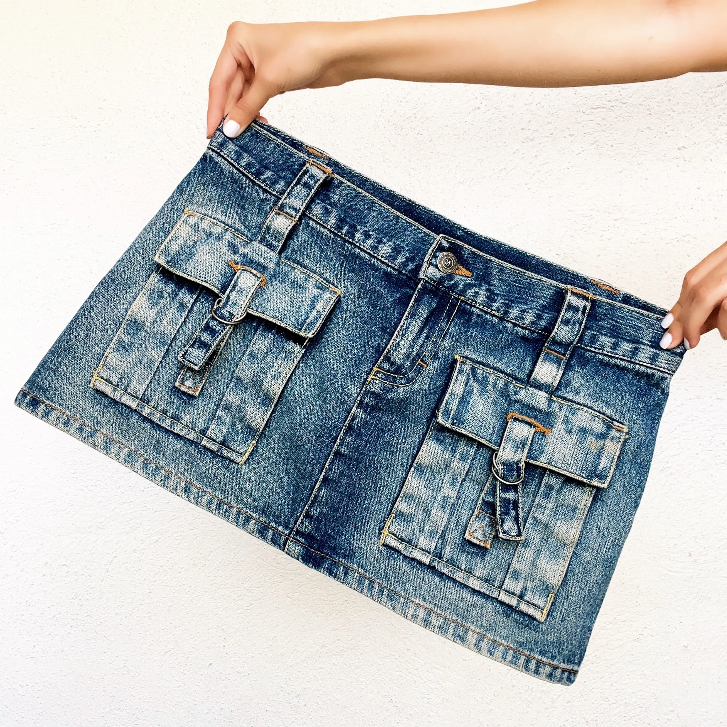 Early 2000s Denim Cargo Mini Skirt