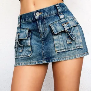 Early 2000s Denim Cargo Mini Skirt