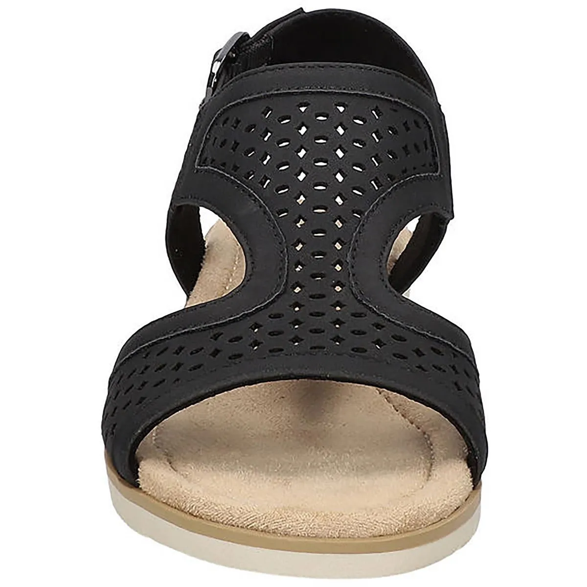 Easy Street Womens Alba Faux Leather Laser Cut Wedge Sandals