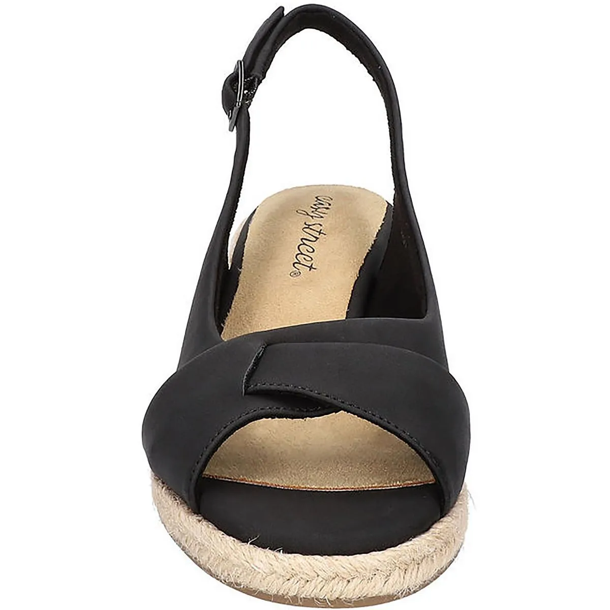 Easy Street Womens Devlin Faux Leather Peep-Toe Wedge Sandals