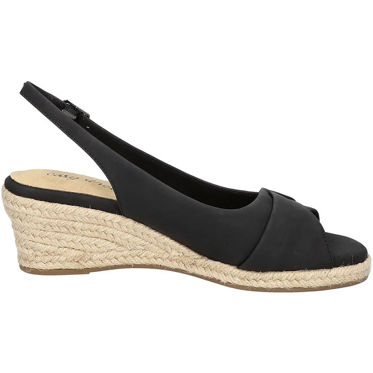 Easy Street Womens Devlin Faux Leather Peep-Toe Wedge Sandals