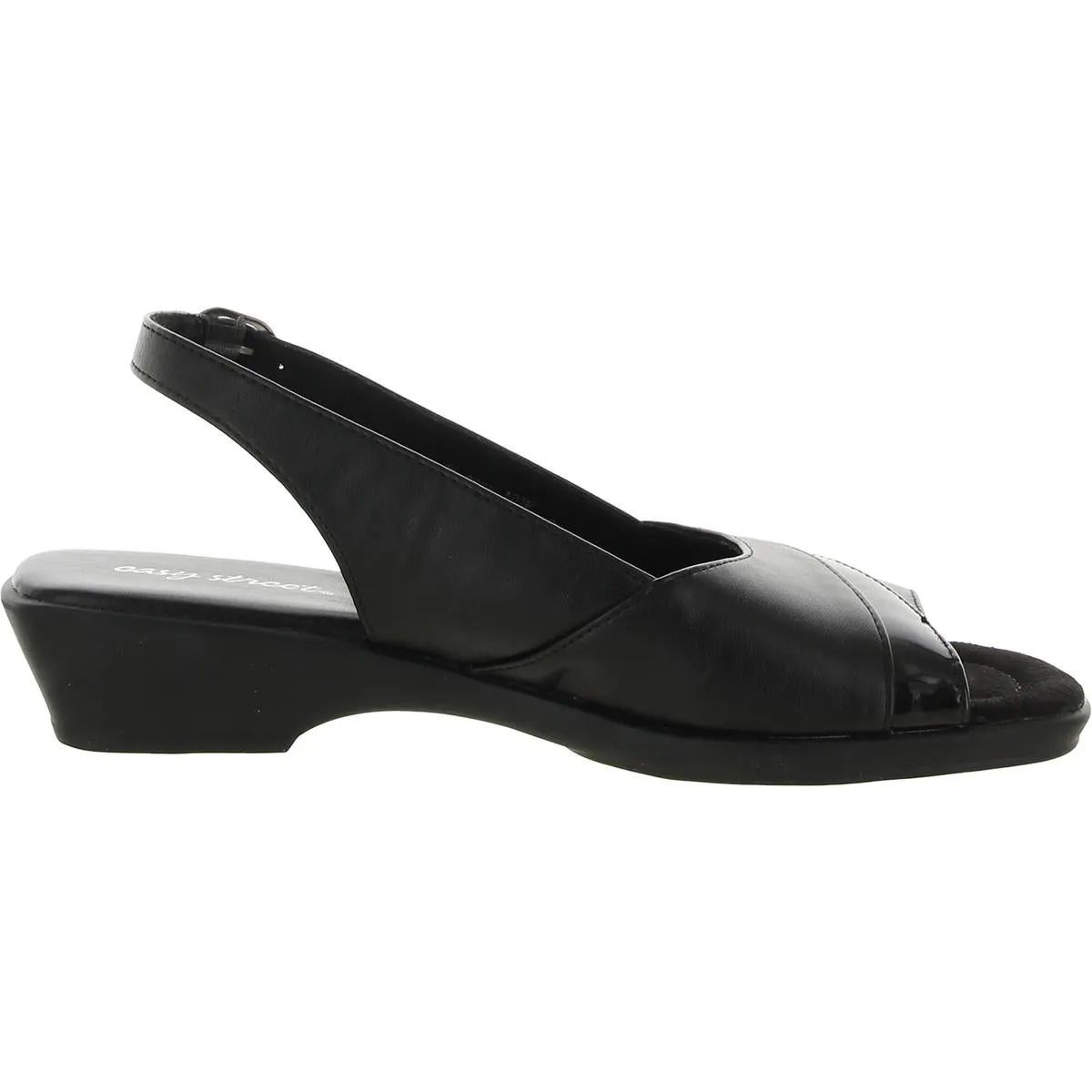 Easy Street Womens Harriet Faux Leather Patent Trim Slingback Sandals
