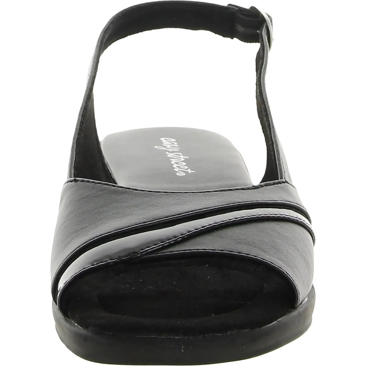 Easy Street Womens Harriet Faux Leather Patent Trim Slingback Sandals