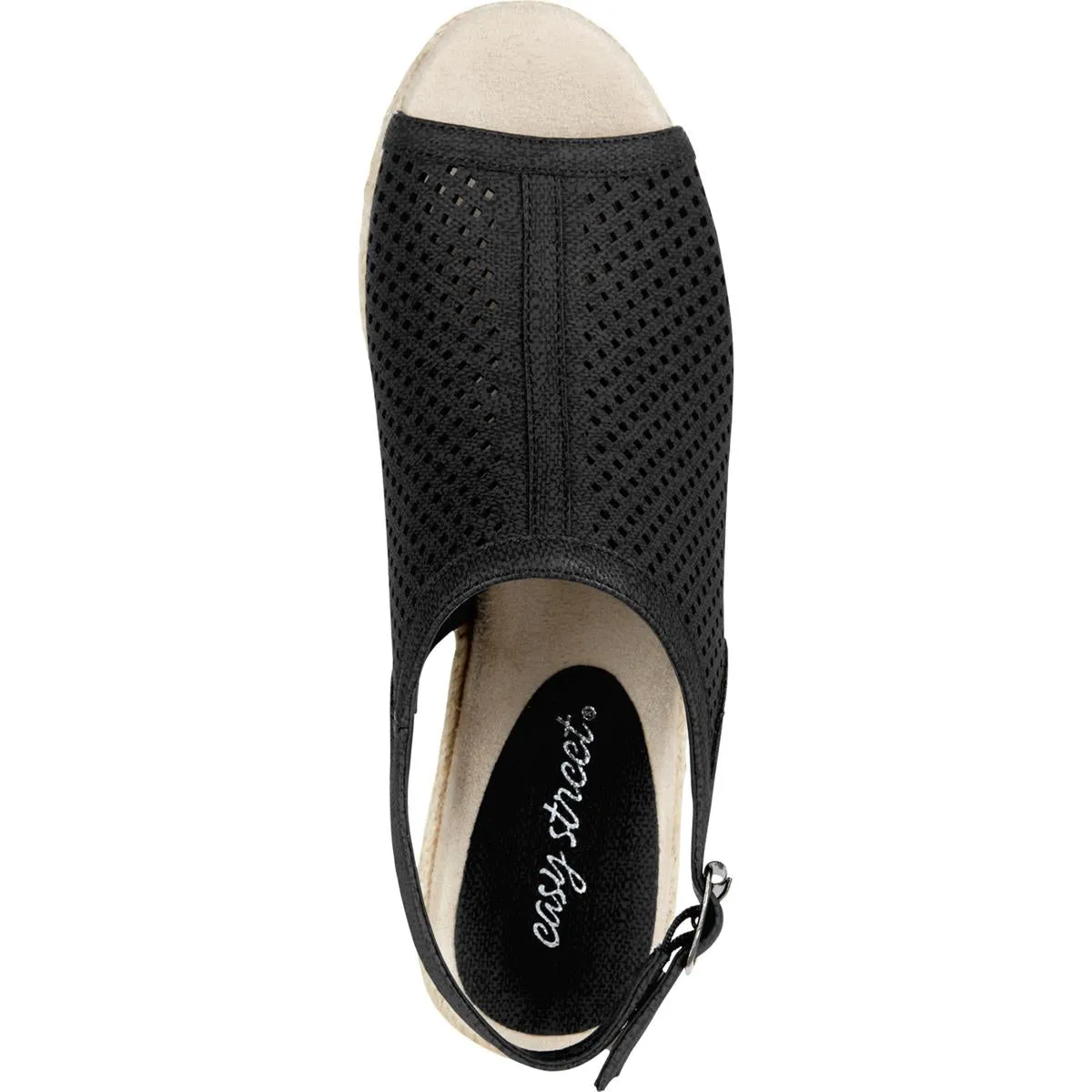 Easy Street Womens Stacy Perforated Espadrille Wedge Sandals