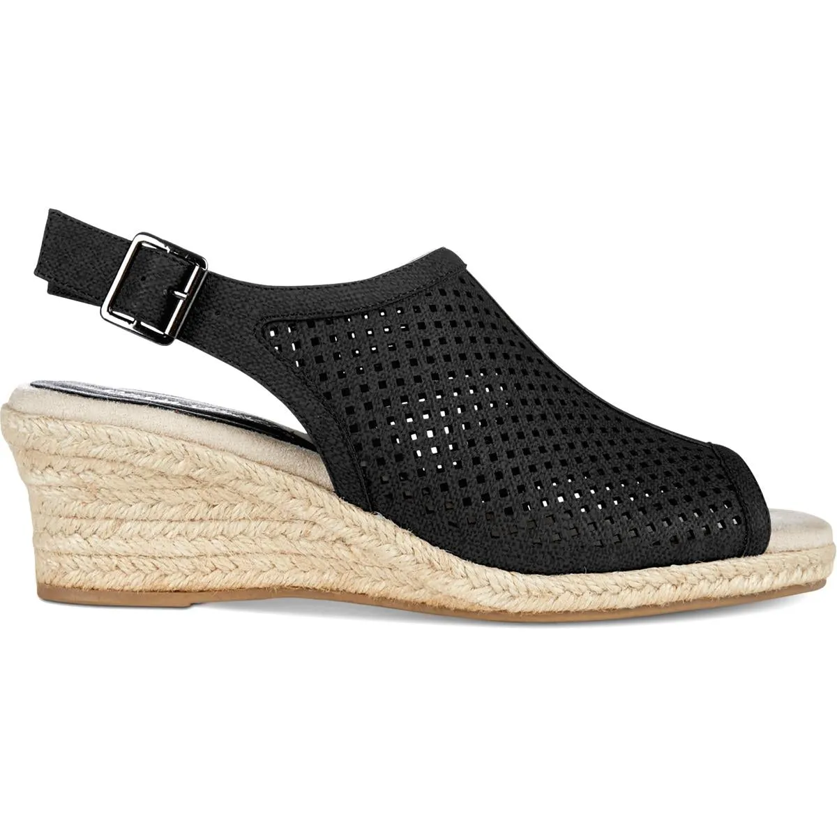 Easy Street Womens Stacy Perforated Espadrille Wedge Sandals