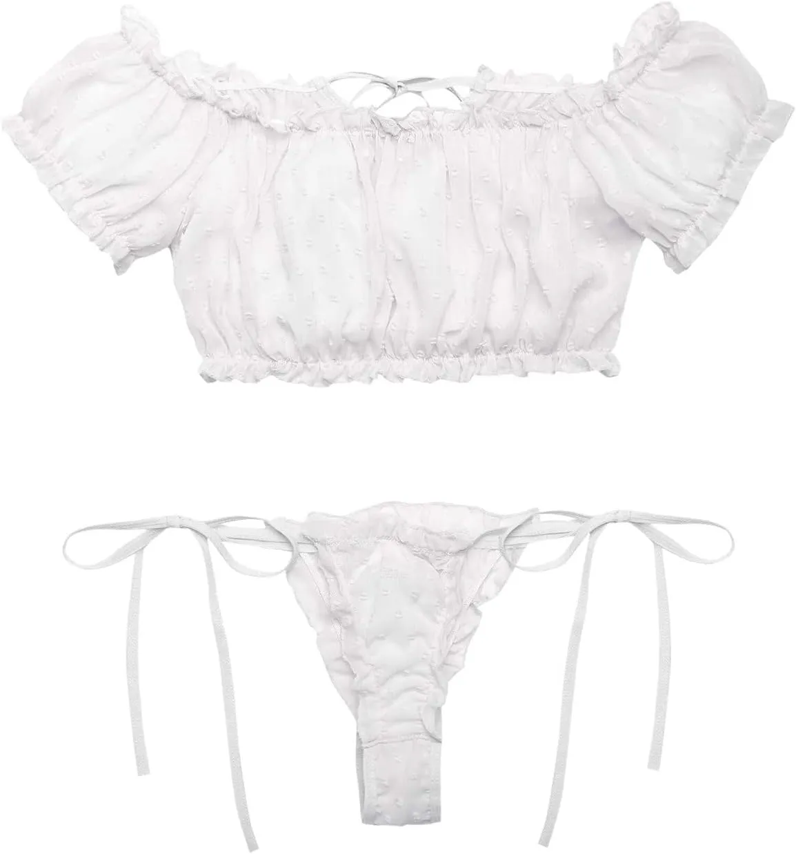Elegant Lace Lingerie Set for Women,Adjustable Babydoll with Matching Thong