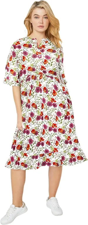 ellos Plus Size Ruffled Empire Dress