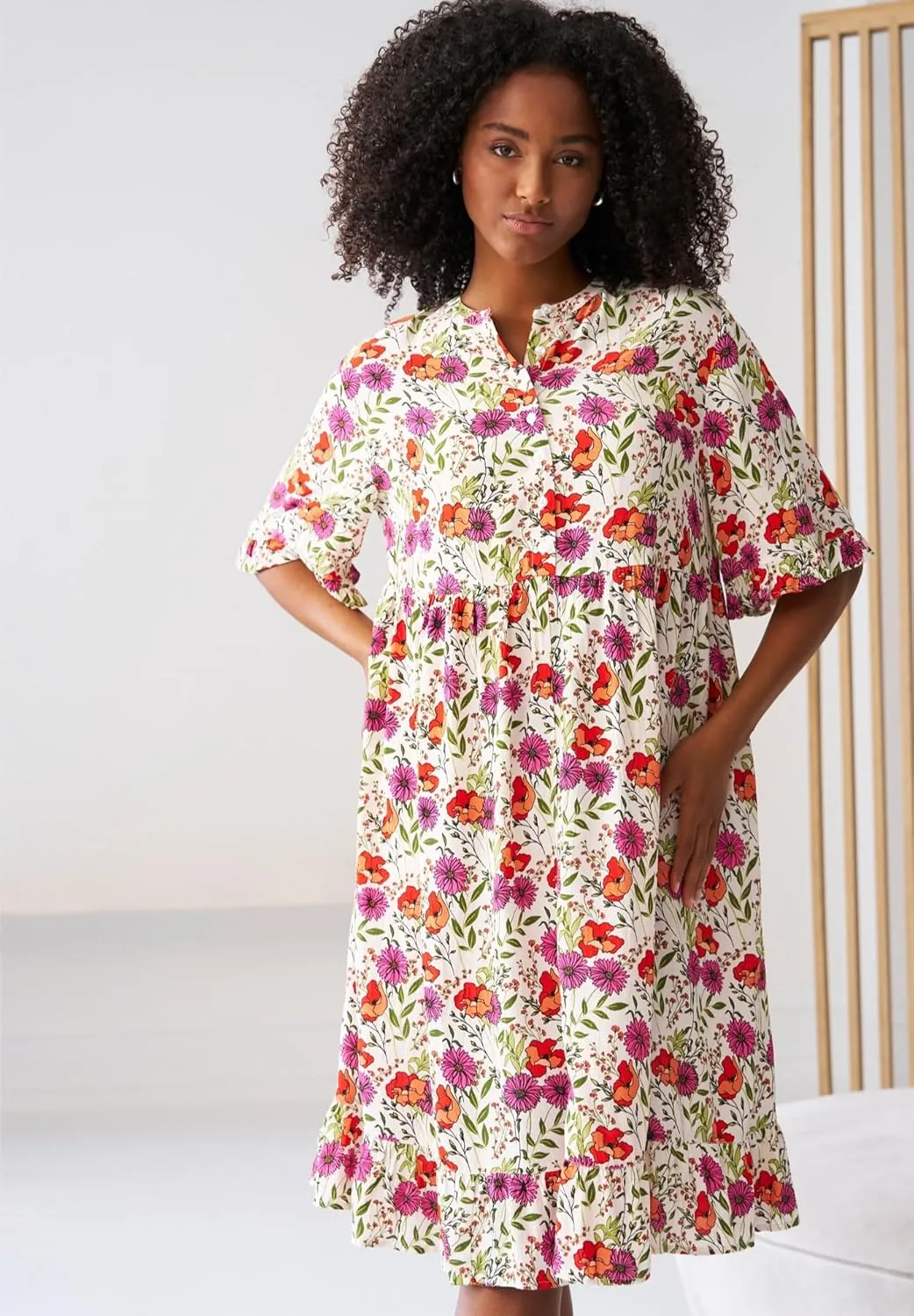 ellos Plus Size Ruffled Empire Dress