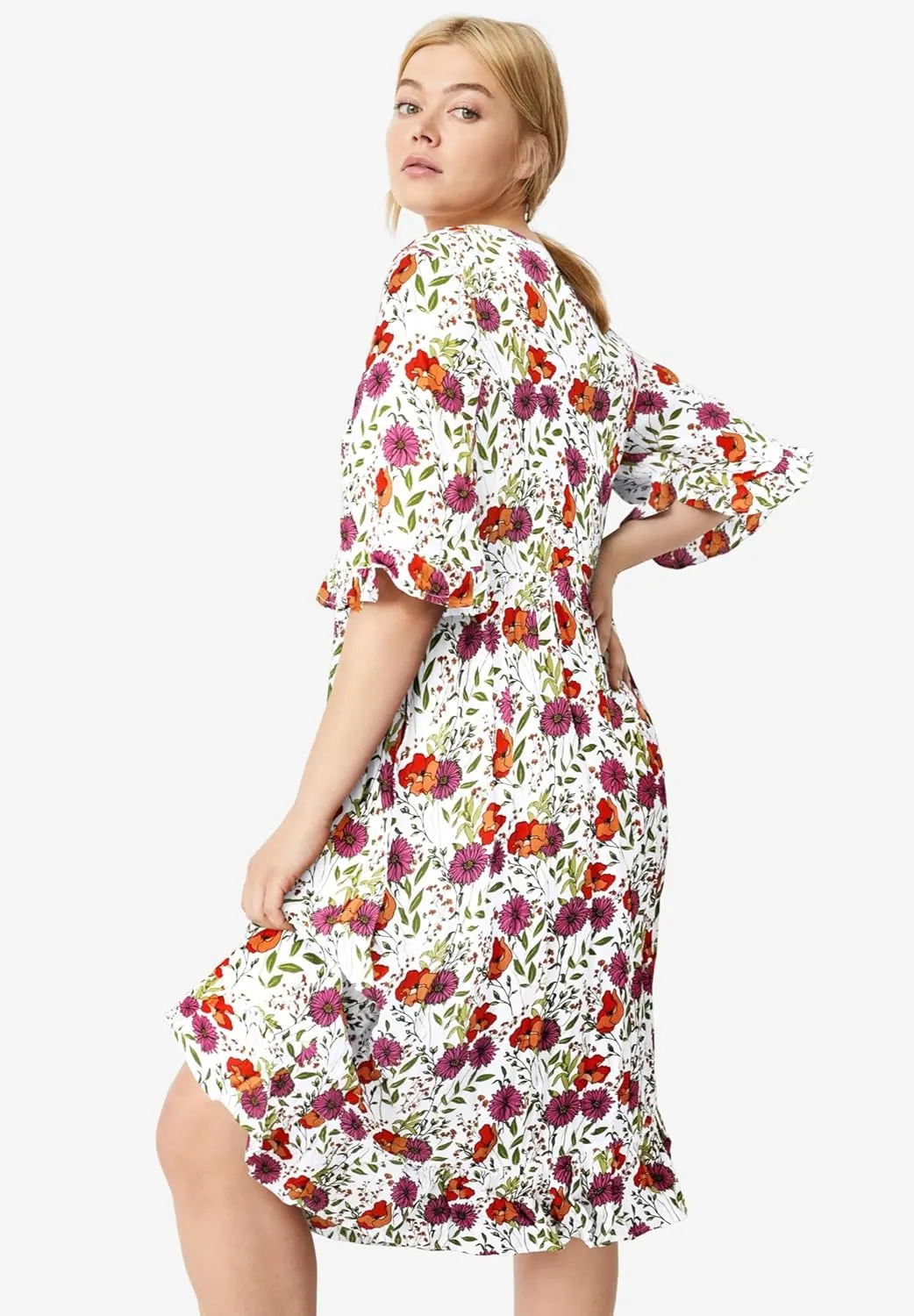 ellos Plus Size Ruffled Empire Dress