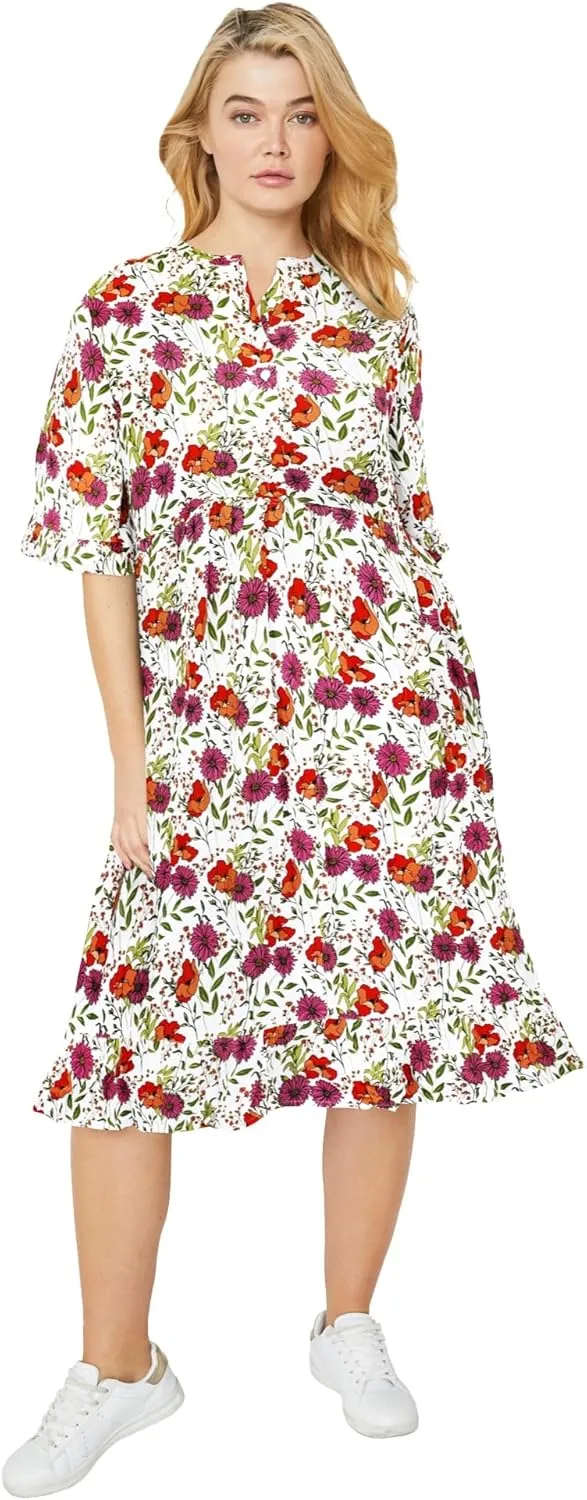 ellos Plus Size Ruffled Empire Dress