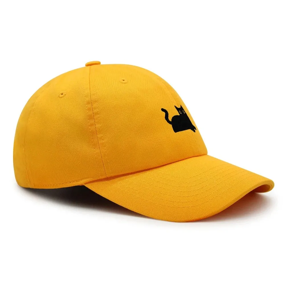 Embroidered Black Cat Baseball Cap