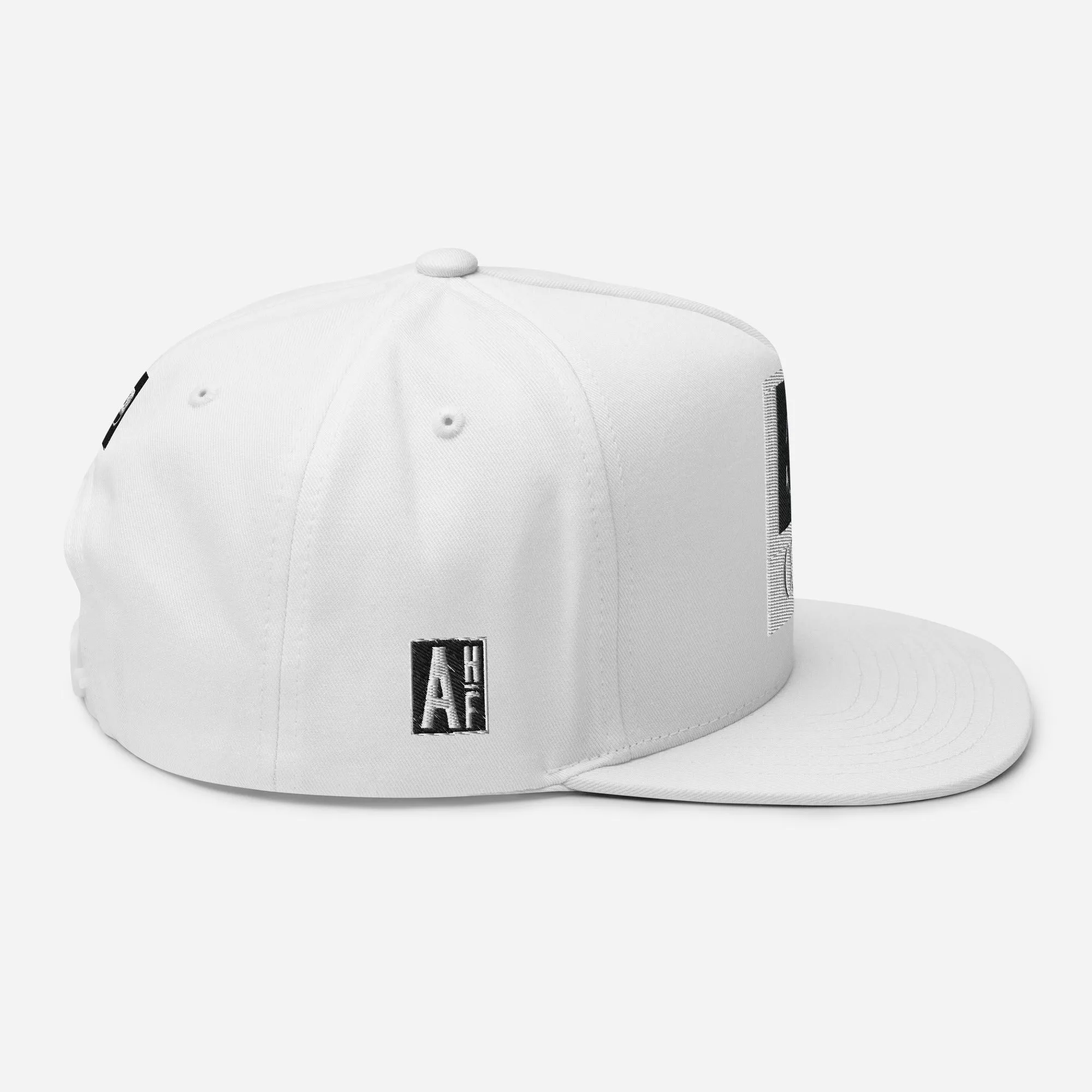 Embroidered Flat Bill Snapback Cap White Streetwear Yuponng The Ascension High Fashion CODE