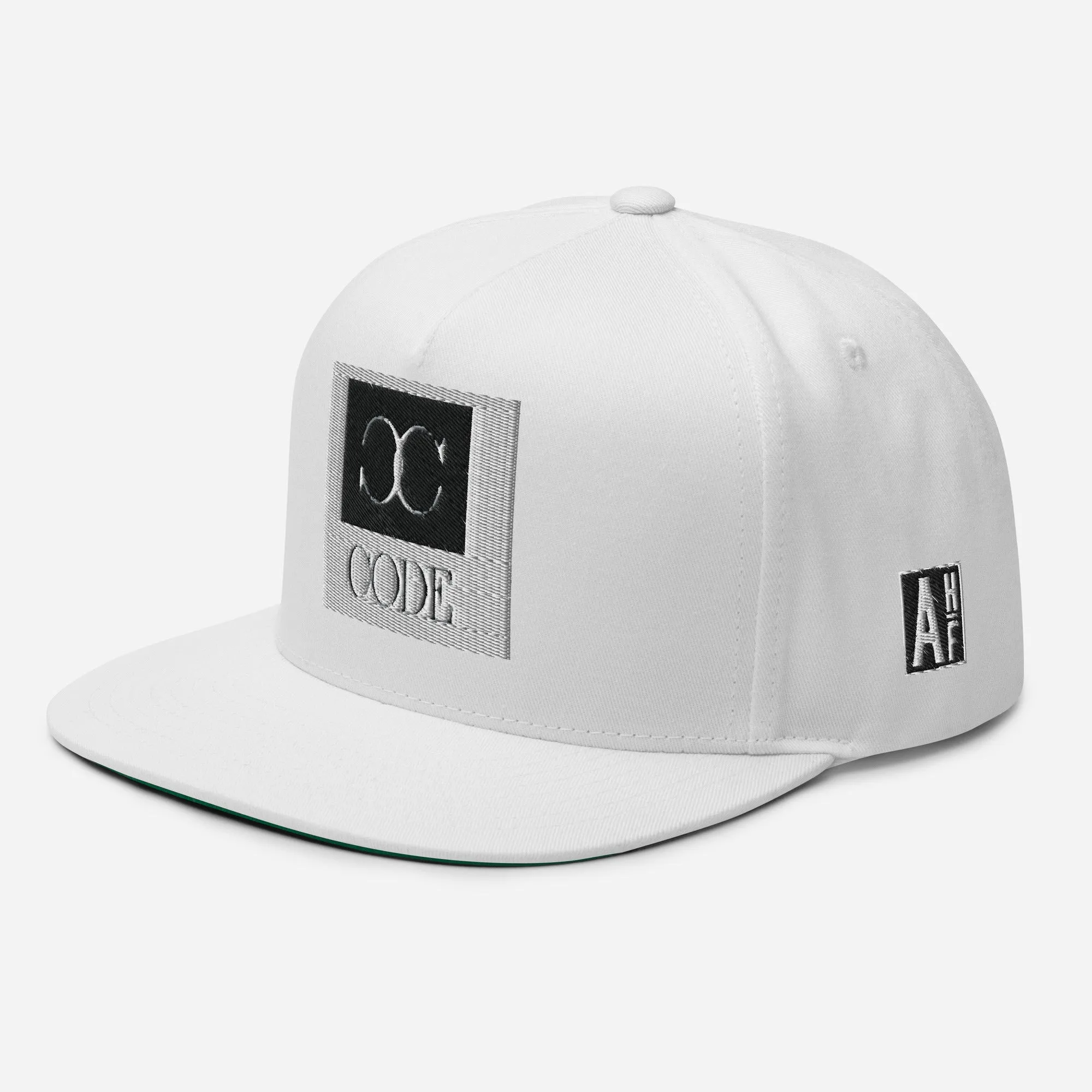 Embroidered Flat Bill Snapback Cap White Streetwear Yuponng The Ascension High Fashion CODE