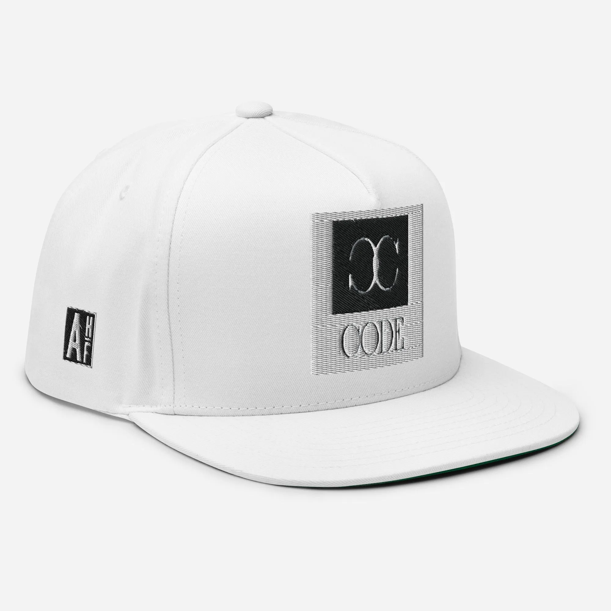 Embroidered Flat Bill Snapback Cap White Streetwear Yuponng The Ascension High Fashion CODE