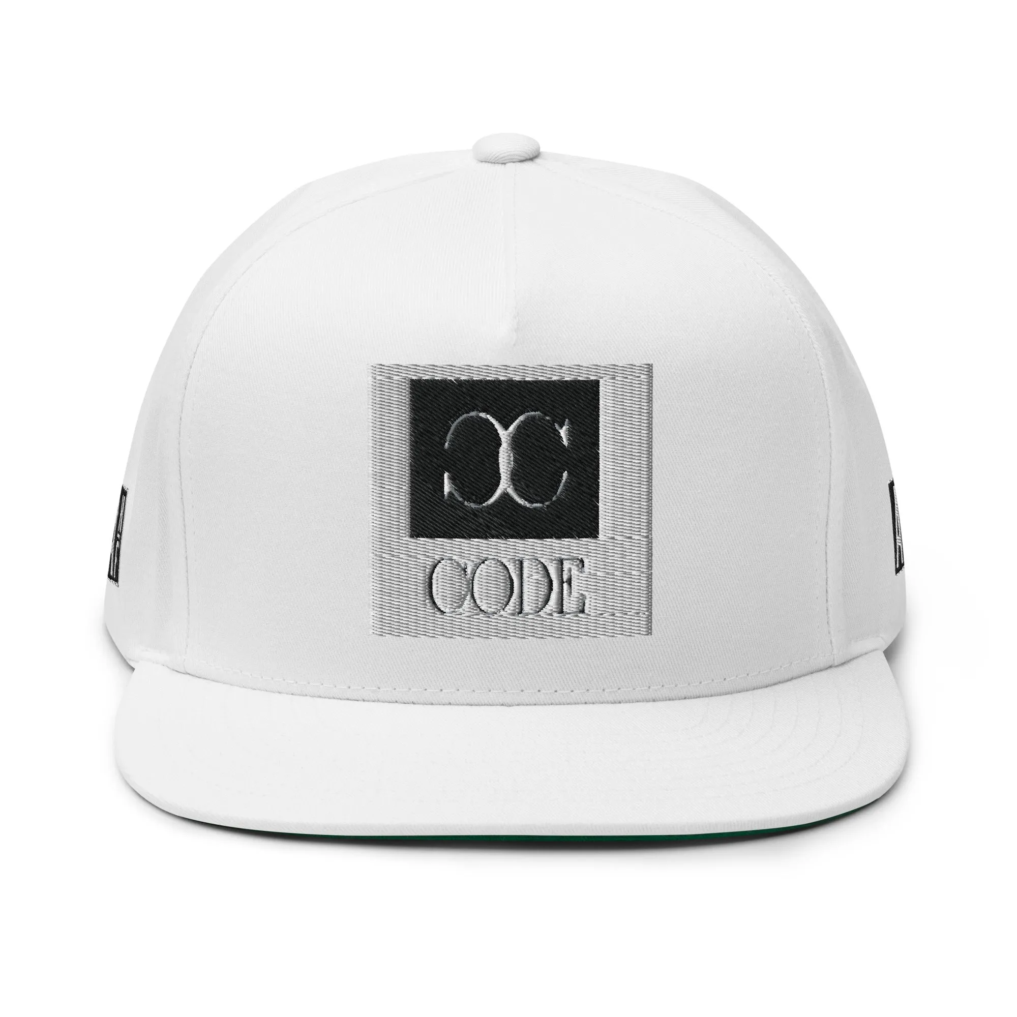 Embroidered Flat Bill Snapback Cap White Streetwear Yuponng The Ascension High Fashion CODE