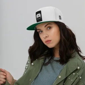 Embroidered Flat Bill Snapback Cap White Streetwear Yupoong The Ascension High Fashion BLACK SUN