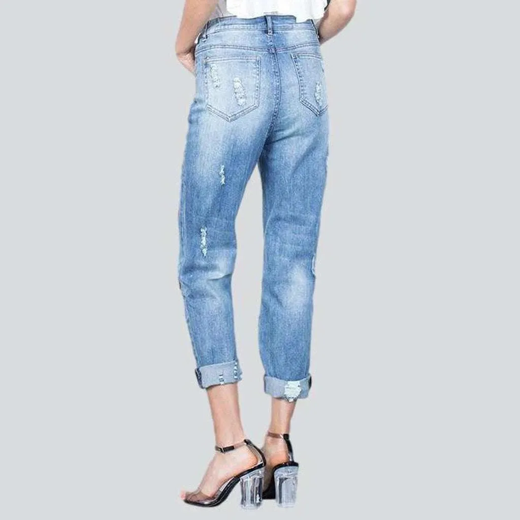 Embroidered loose jeans for women