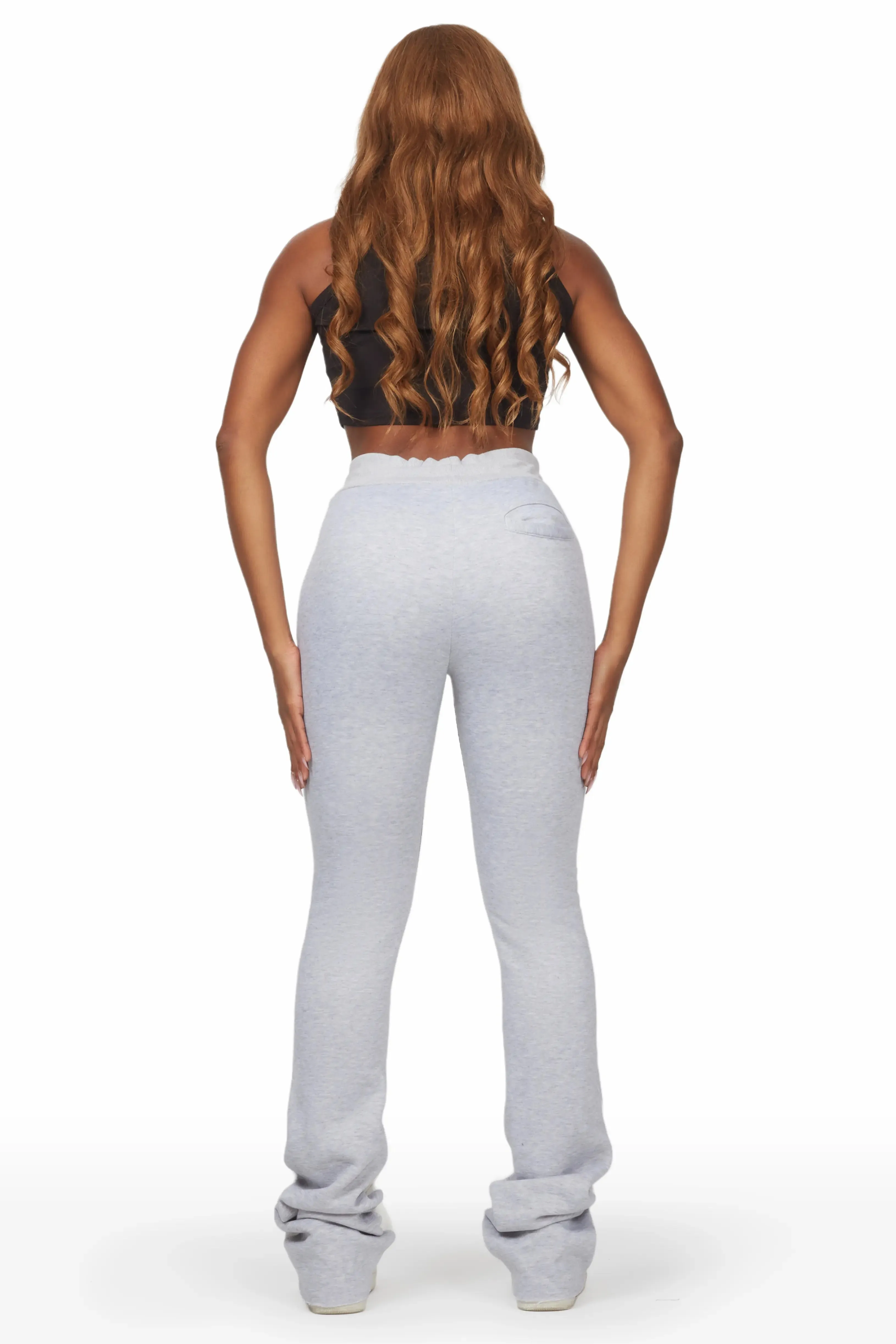 Emery Heather Grey Stacked Flare Track Pant