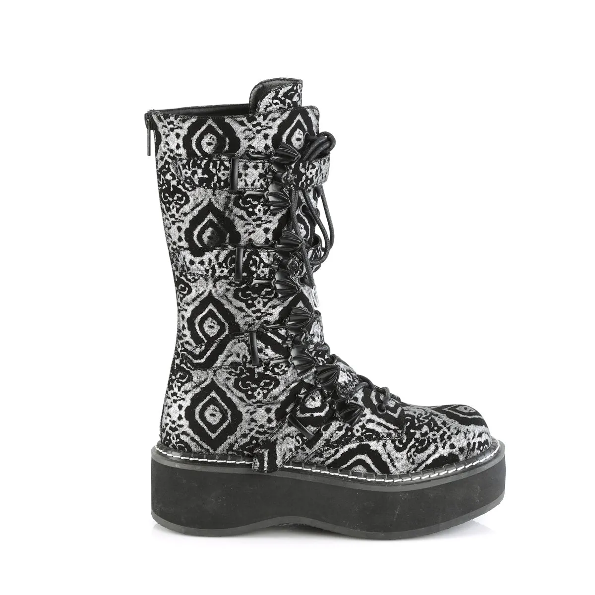 EMILY-322 DemoniaCult Black/Silver Sexy Women's Mid-Calf & Knee High Boots (Alternative Footwear)