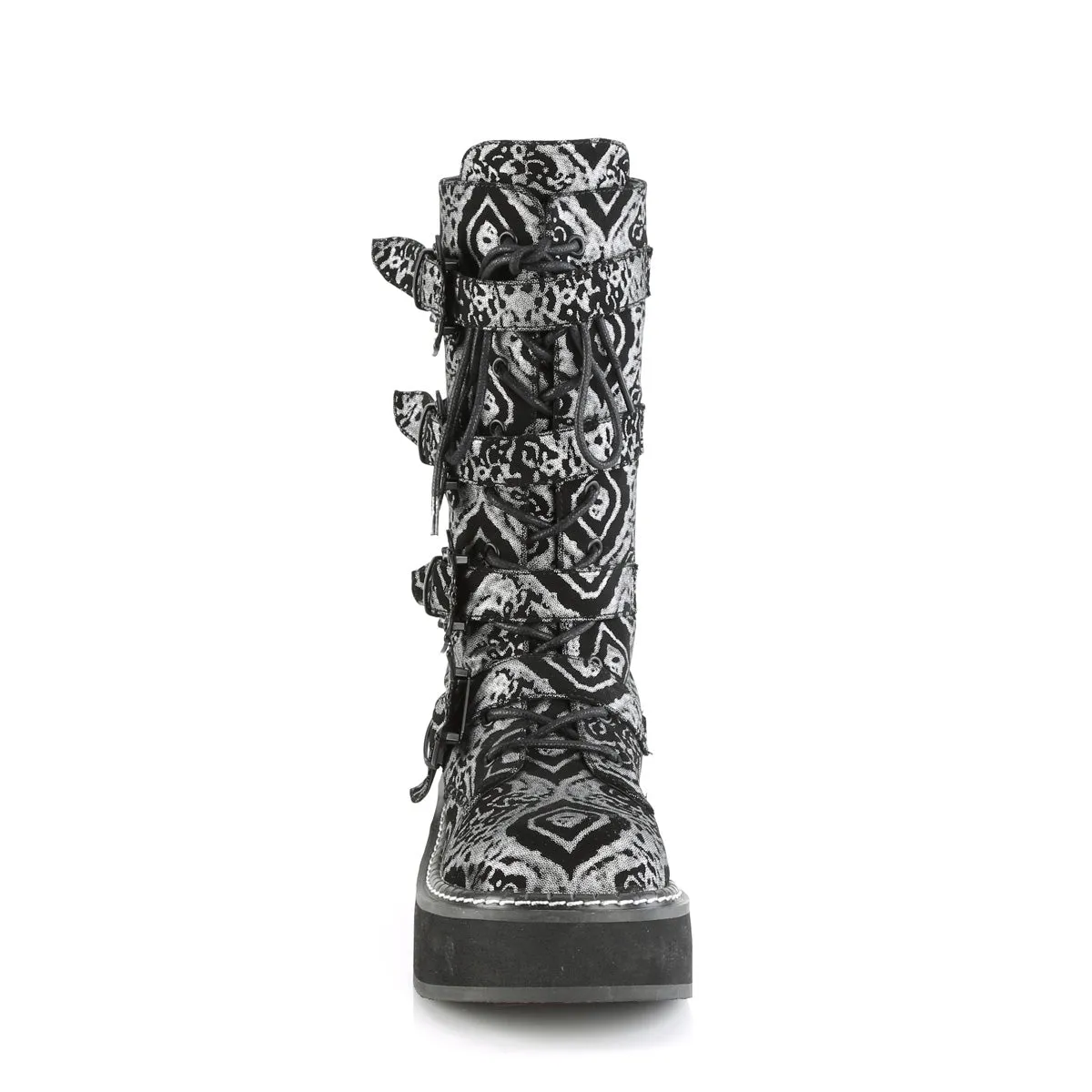 EMILY-322 DemoniaCult Black/Silver Sexy Women's Mid-Calf & Knee High Boots (Alternative Footwear)