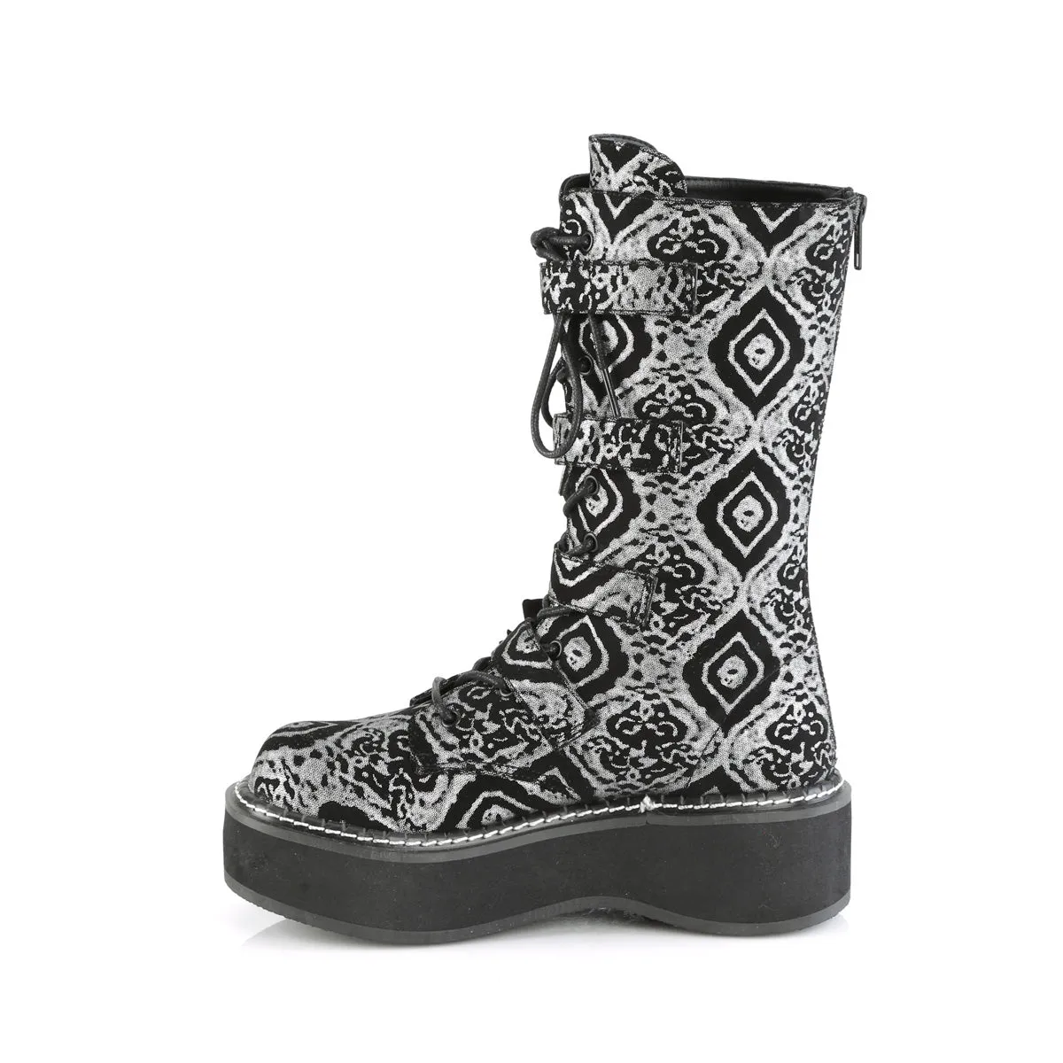 EMILY-322 DemoniaCult Black/Silver Sexy Women's Mid-Calf & Knee High Boots (Alternative Footwear)