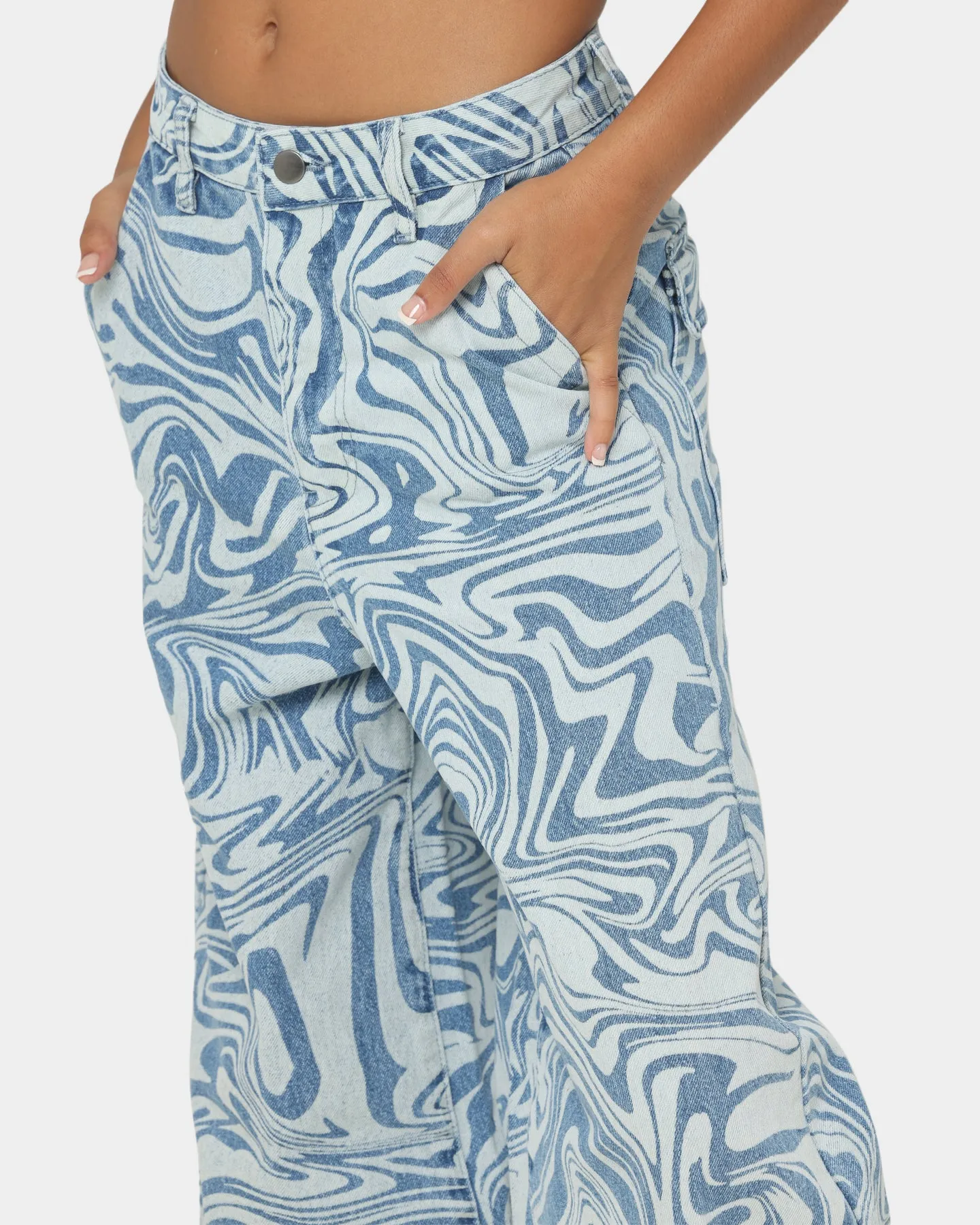 EN ES Women's Illusion Baggy Jeans Light Blue Deni