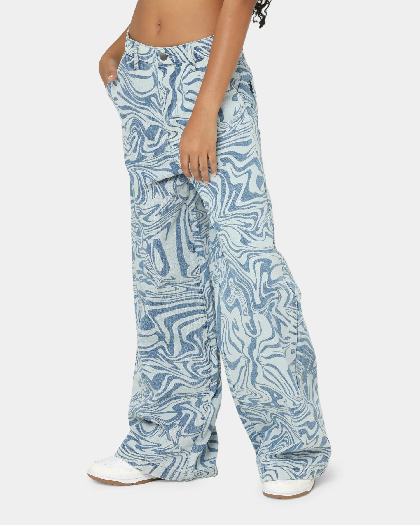 EN ES Women's Illusion Baggy Jeans Light Blue Deni