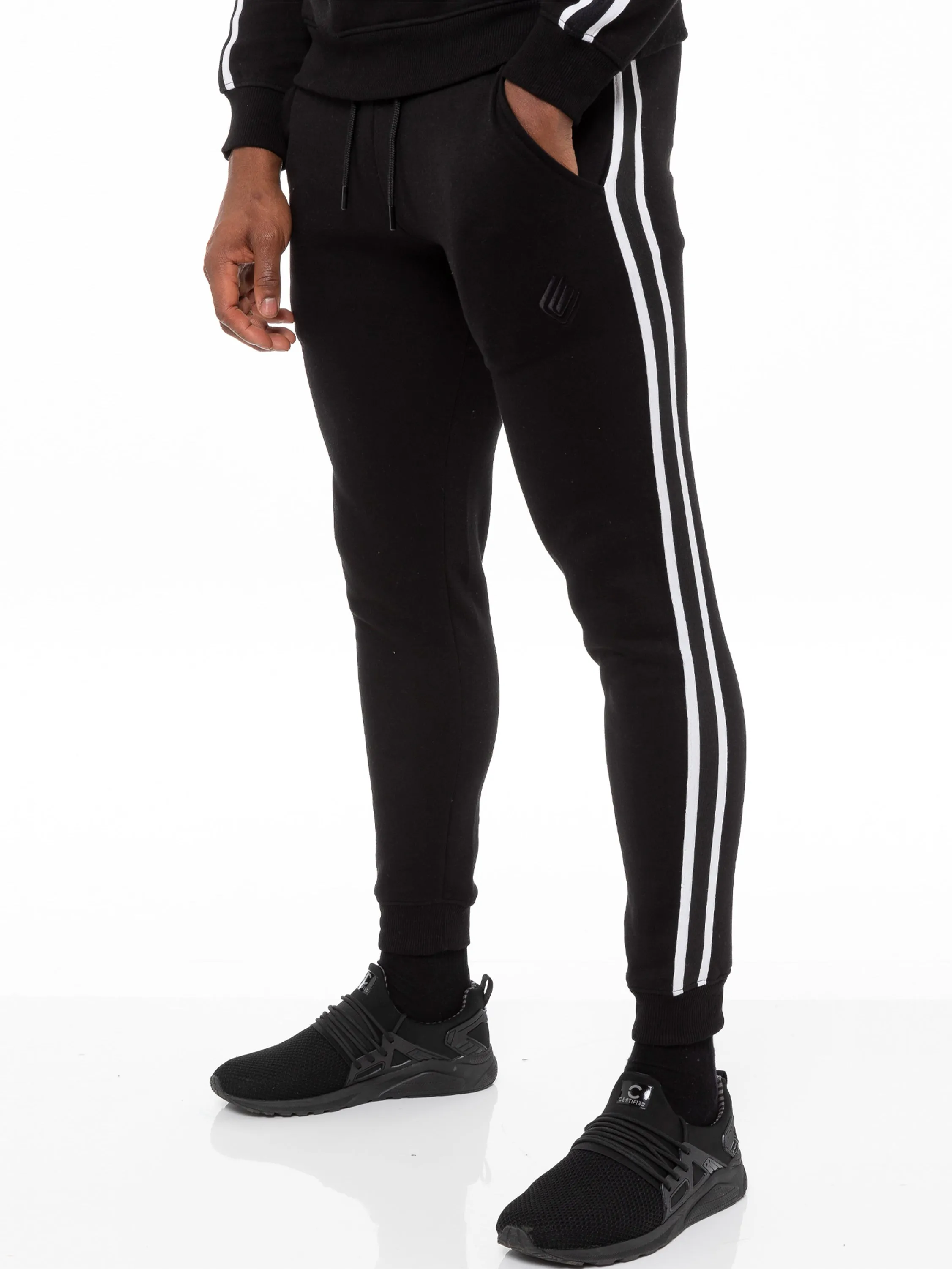 Enzo | Mens Full Zip Up Hoodie Tape Tracksuit Set