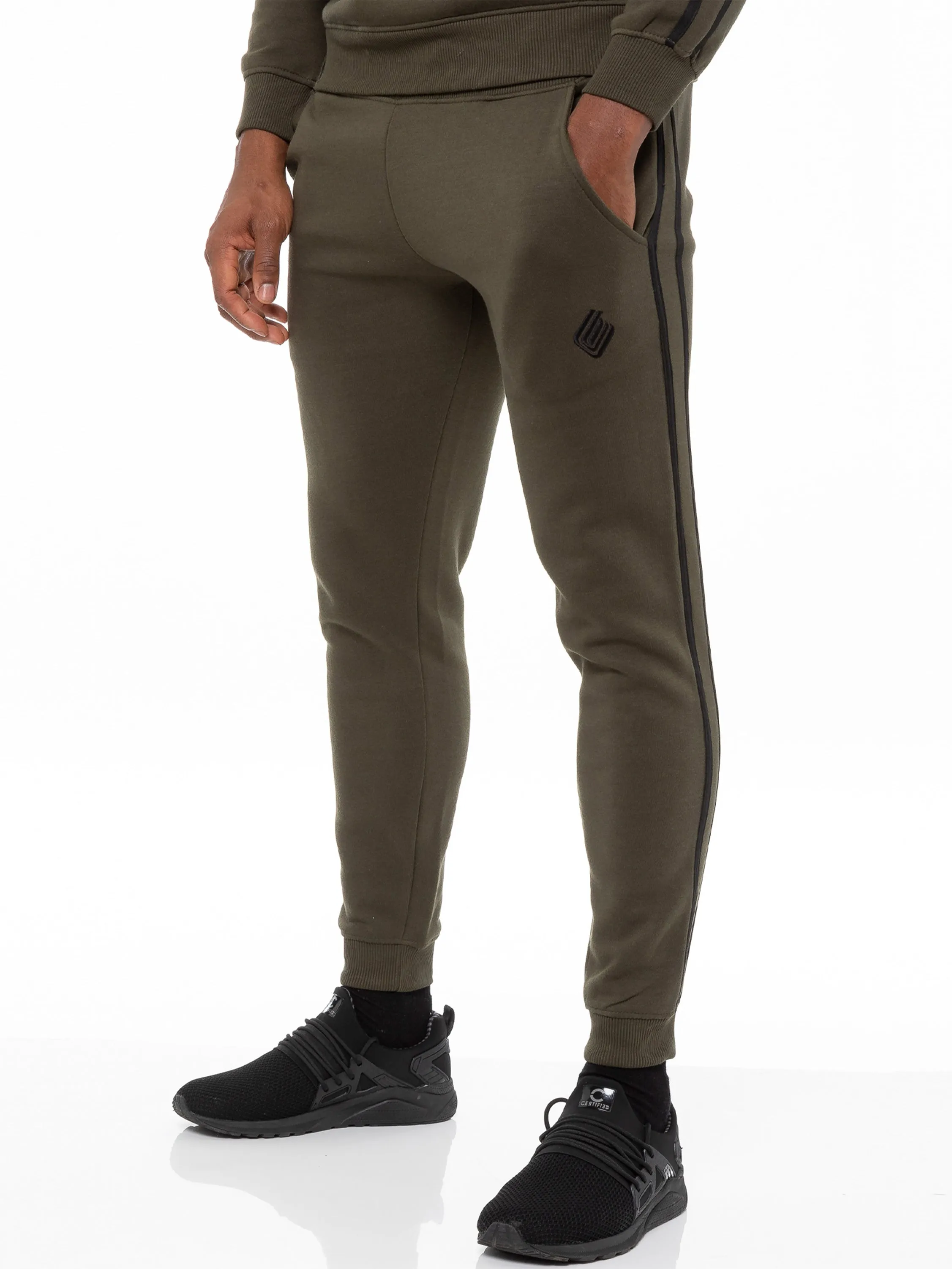 Enzo | Mens Full Zip Up Hoodie Tape Tracksuit Set