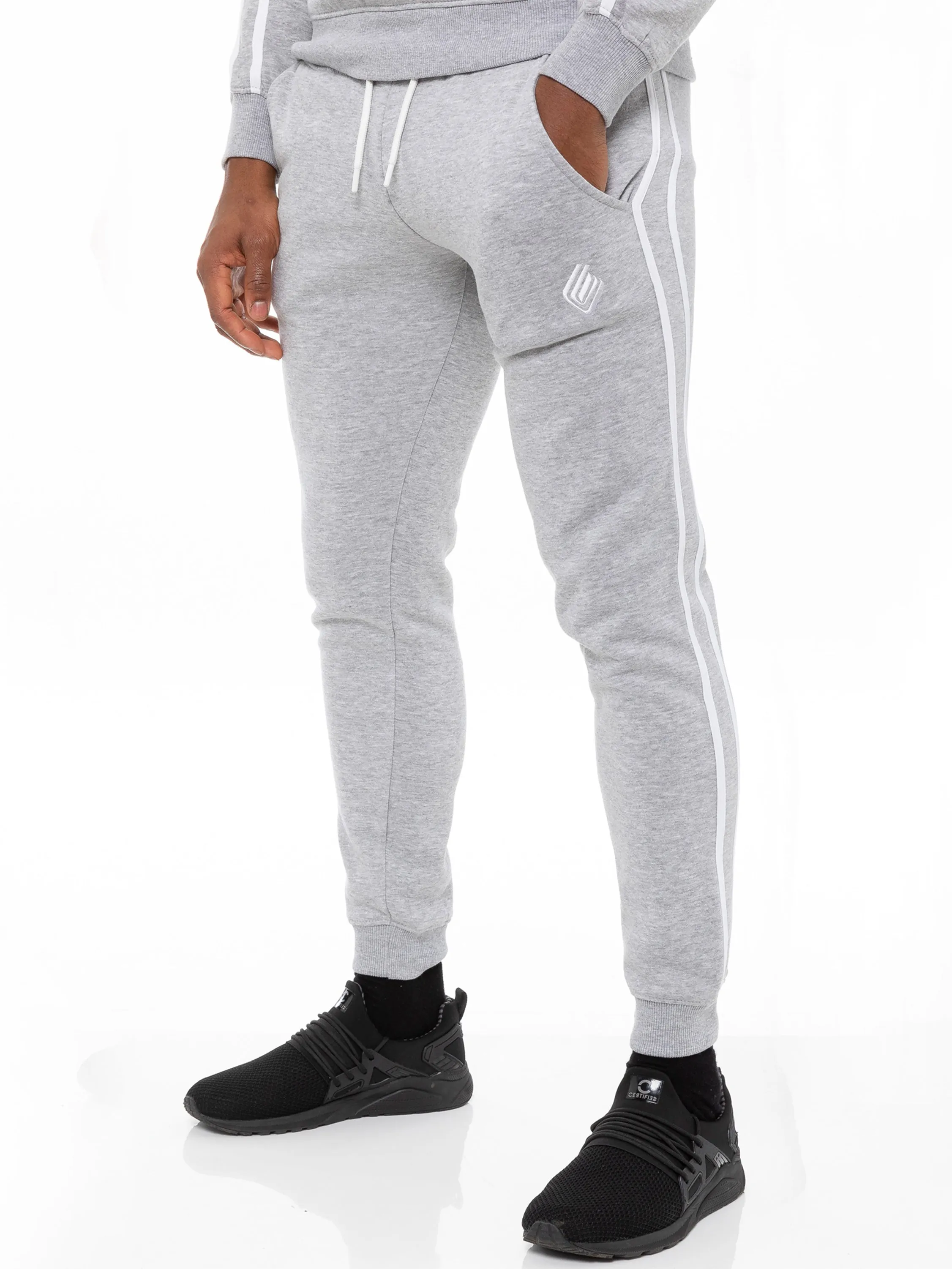 Enzo | Mens Full Zip Up Hoodie Tape Tracksuit Set