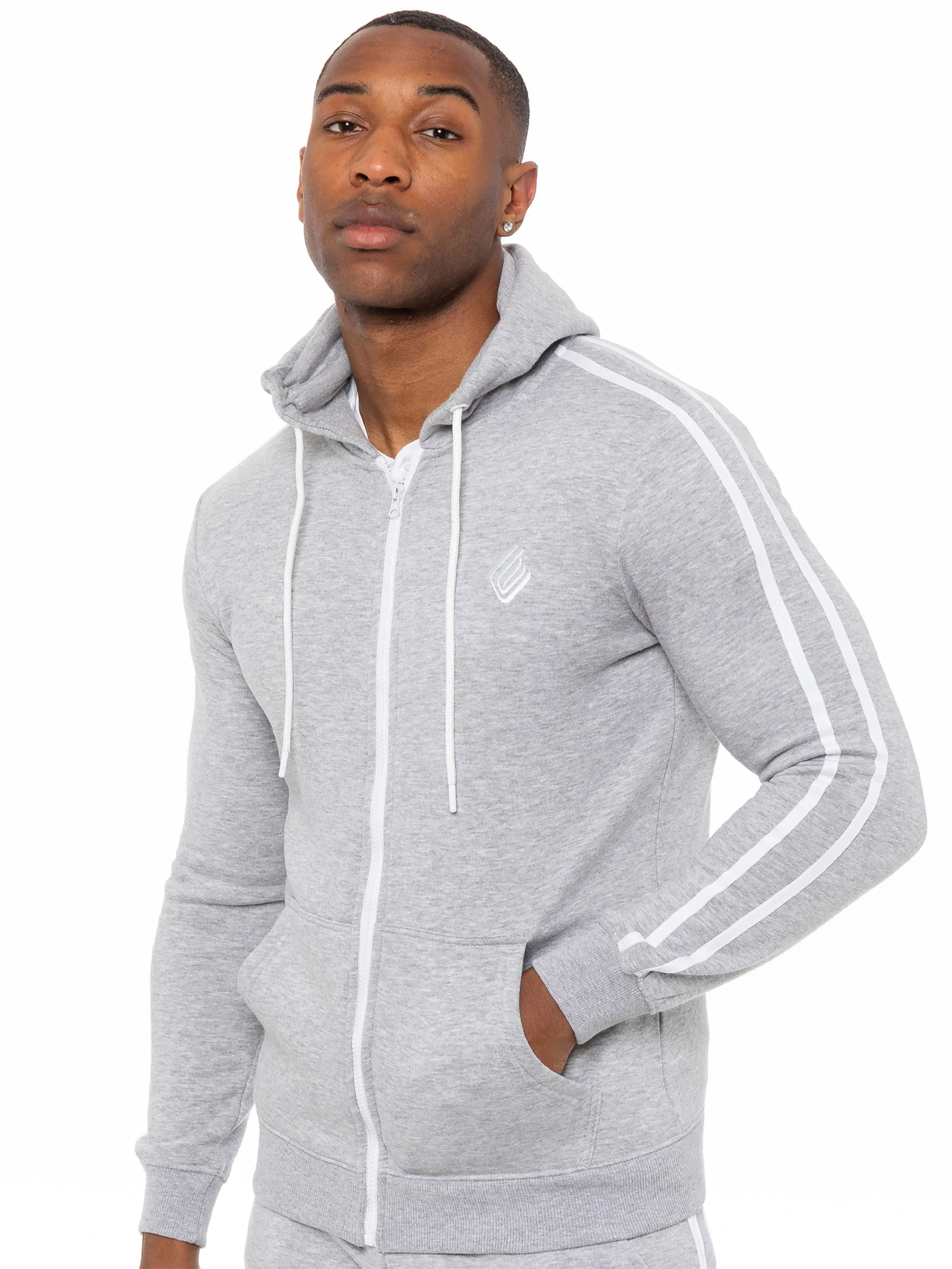 Enzo | Mens Full Zip Up Hoodie Tape Tracksuit Set