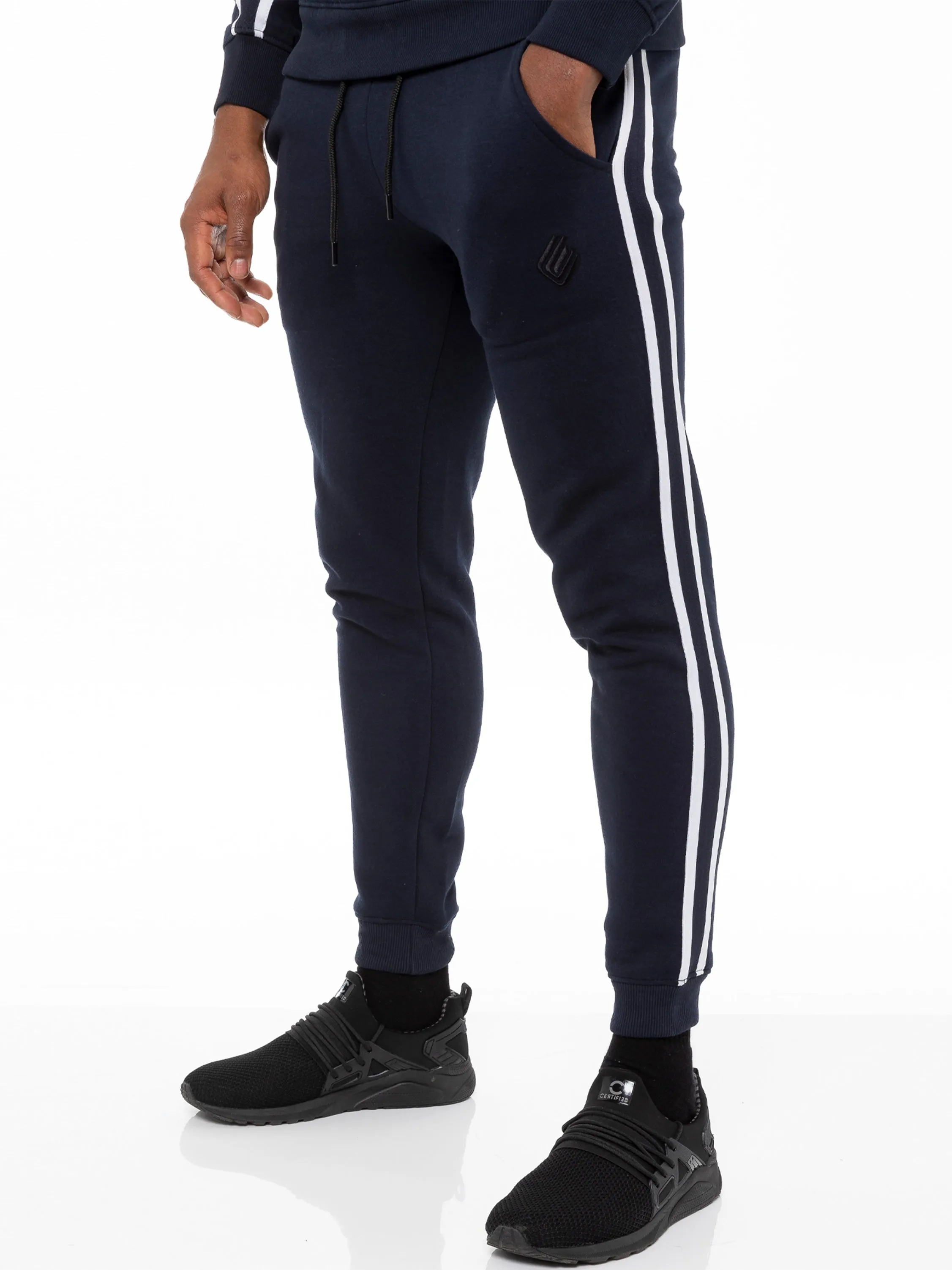 Enzo | Mens Full Zip Up Hoodie Tape Tracksuit Set