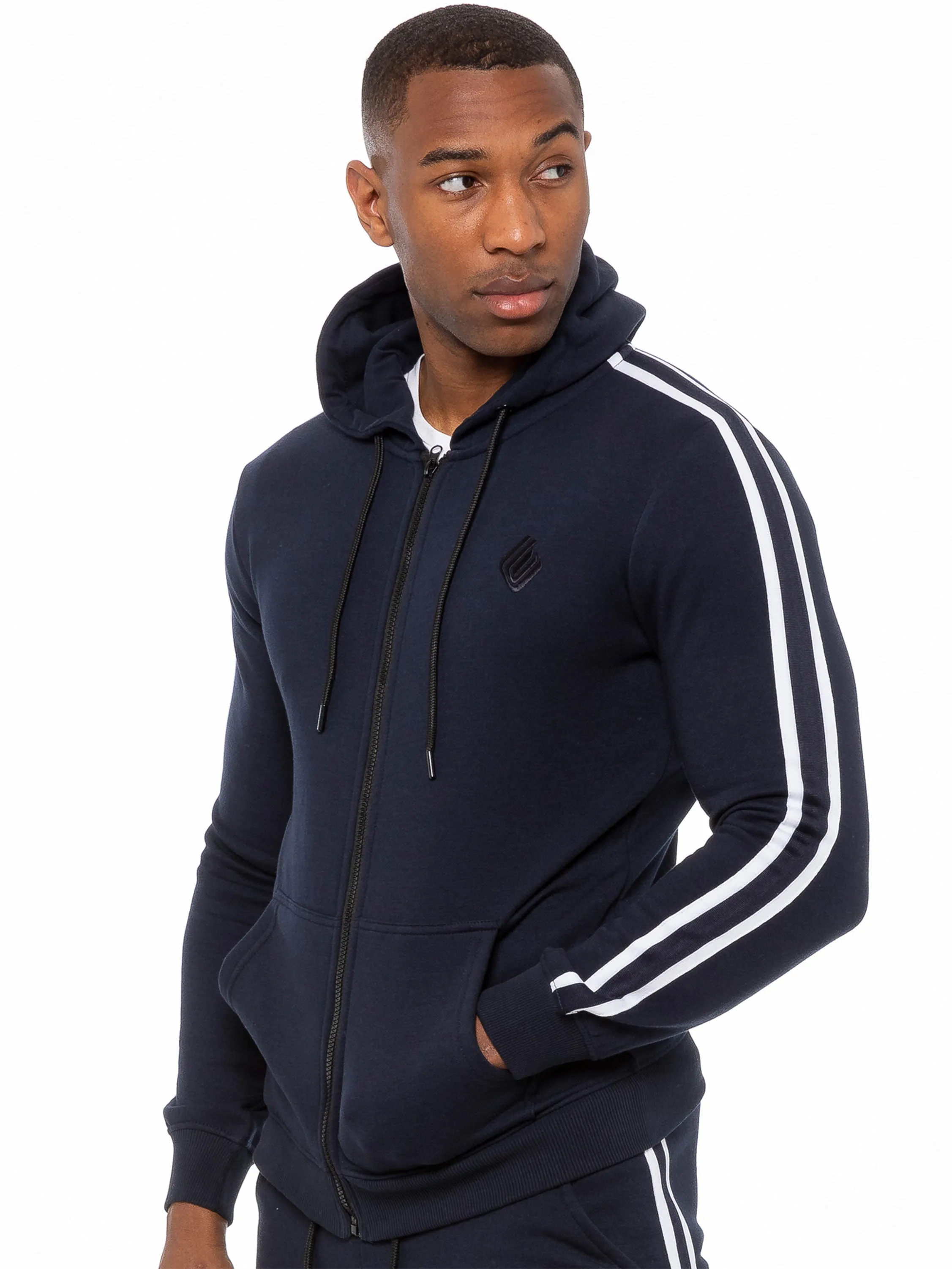 Enzo | Mens Full Zip Up Hoodie Tape Tracksuit Set