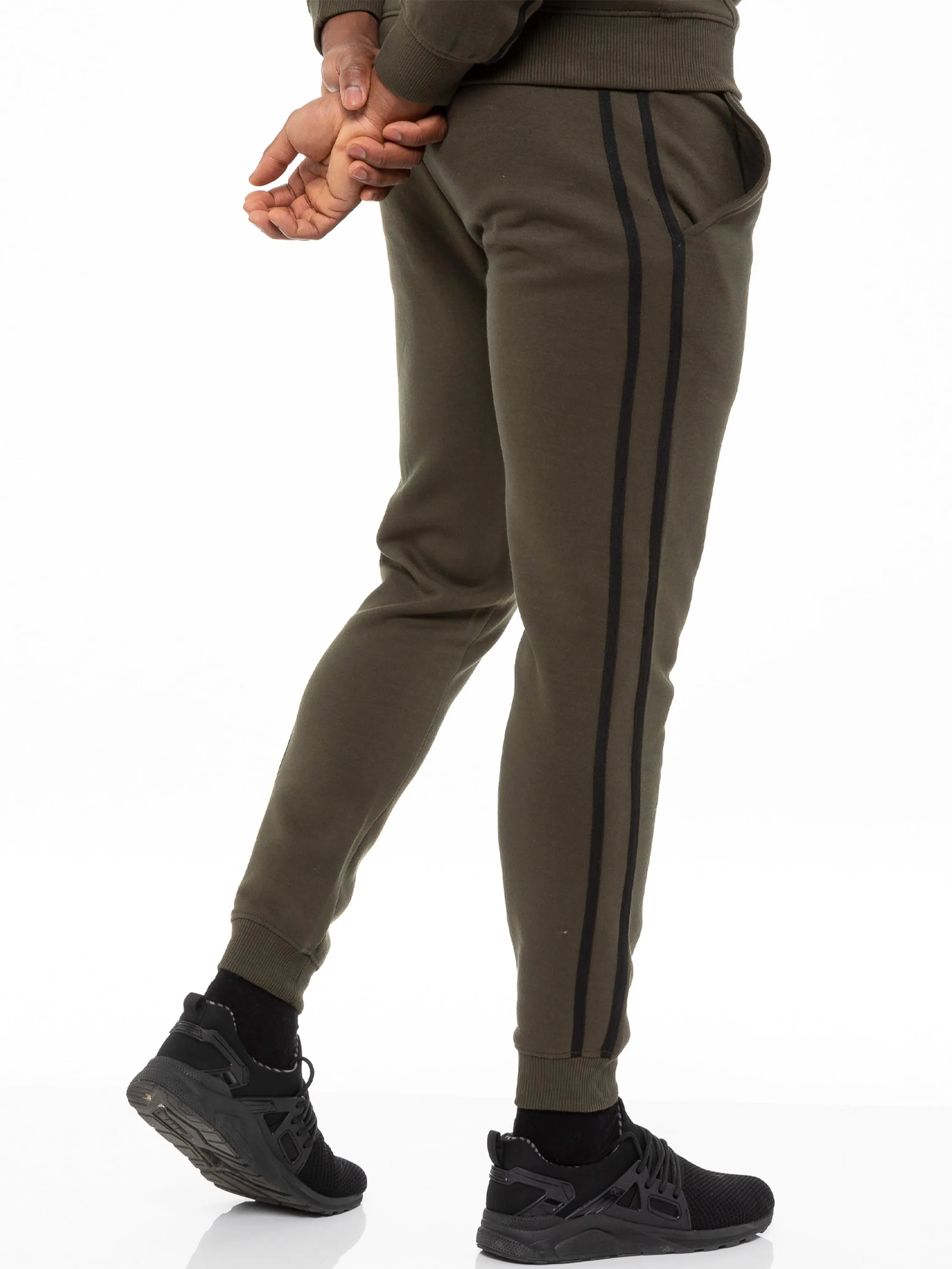 Enzo | Mens Full Zip Up Hoodie Tape Tracksuit Set