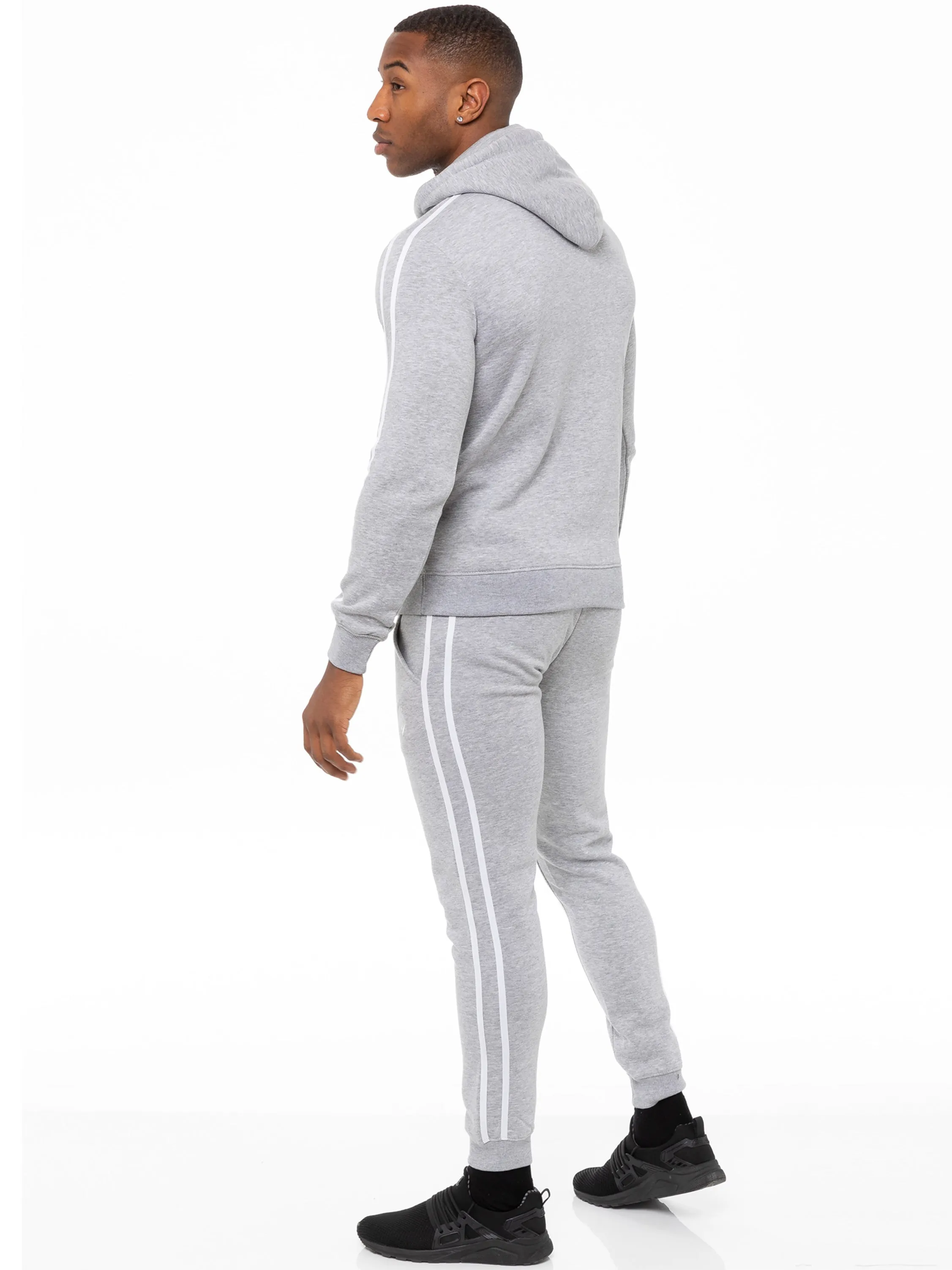 Enzo | Mens Full Zip Up Hoodie Tape Tracksuit Set