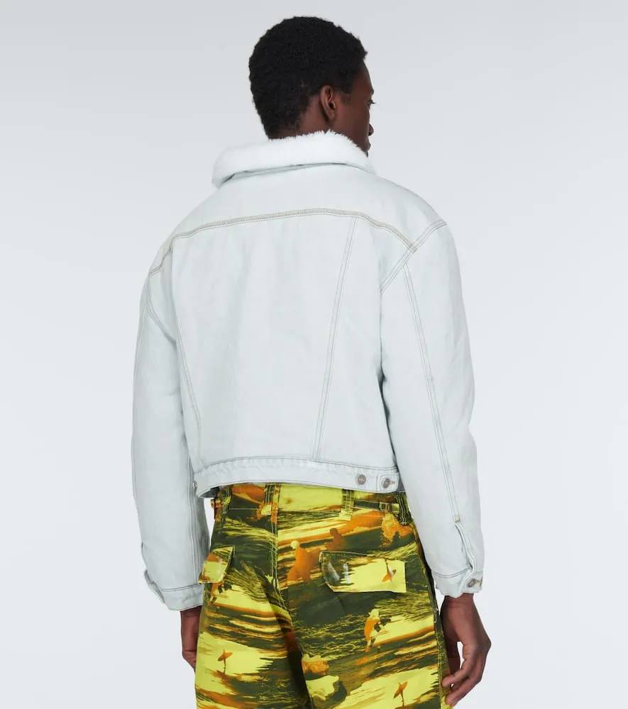 ERL Faux shearling-trimmed denim jacket