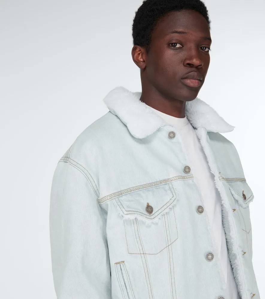 ERL Faux shearling-trimmed denim jacket