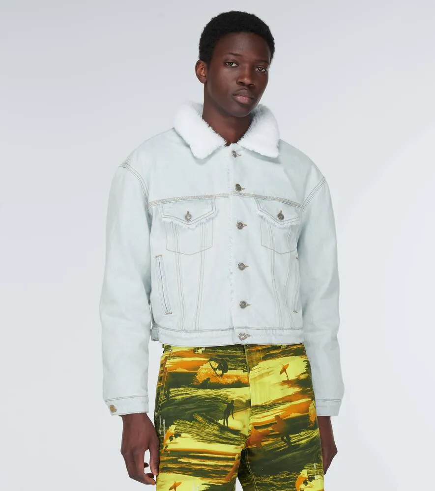 ERL Faux shearling-trimmed denim jacket