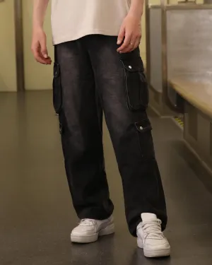 Essential Baggy Jeans: Black with Multiple Side Pockets-Mexico Local Delivery